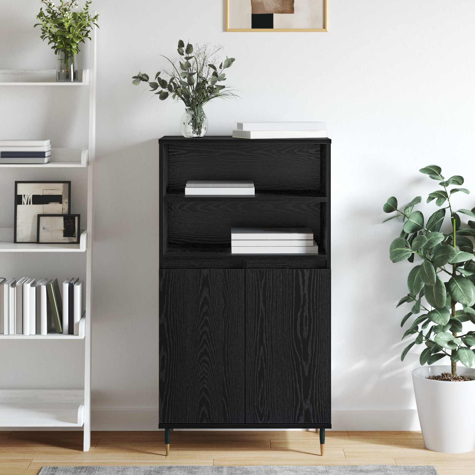 Haut Armoire Noir 60 x 36 x 110 cm Bois d'ingénierie - XIOS
