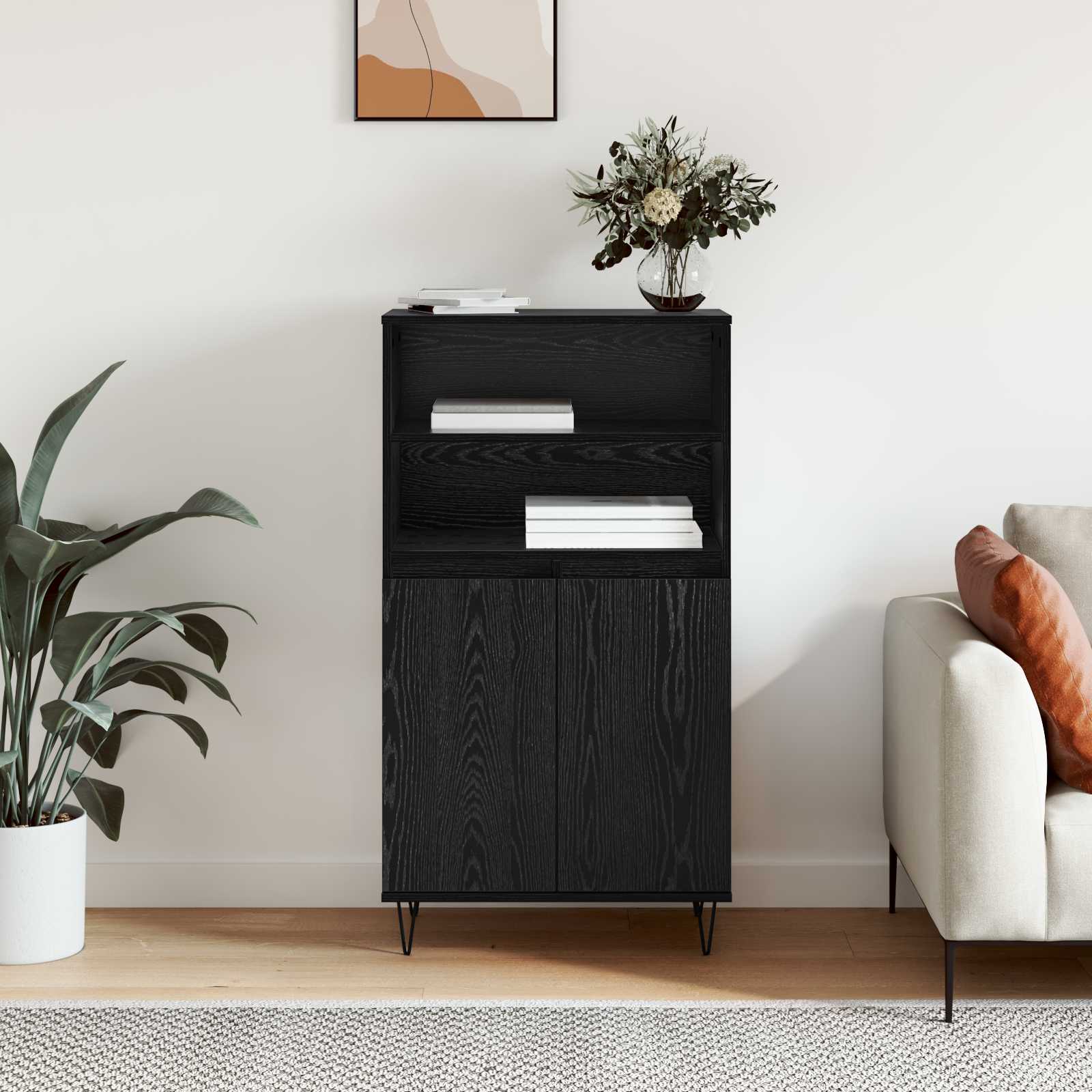 Haut Armoire Noir 60 x 36 x 110 cm Bois d'ingénierie - XIOS