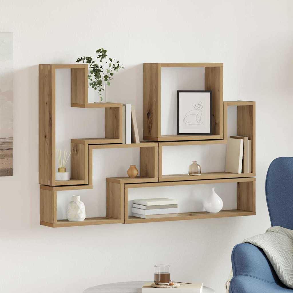 Cube mural chêne artisanal 96 x 12 x 64 cm Bois d'ingénierie - XIOS