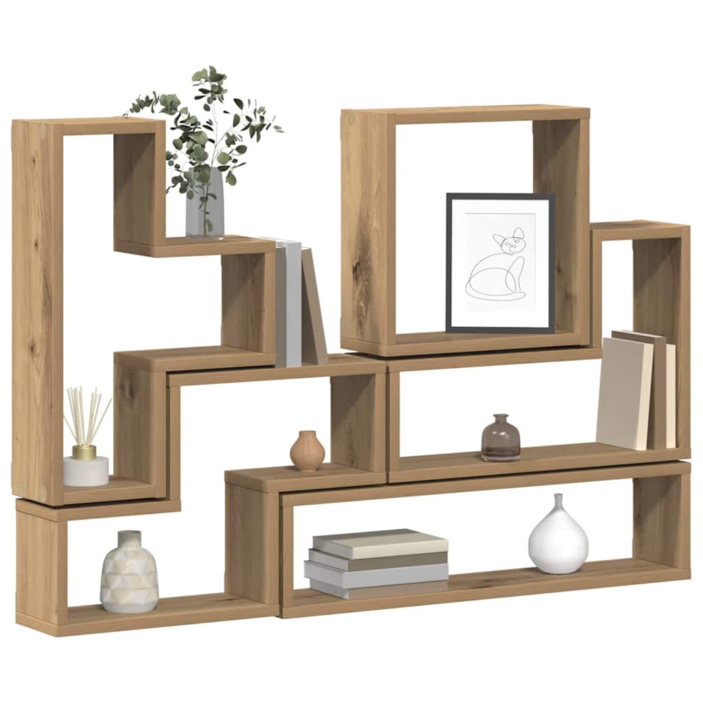 Cube mural chêne artisanal 96 x 12 x 64 cm Bois d'ingénierie - XIOS