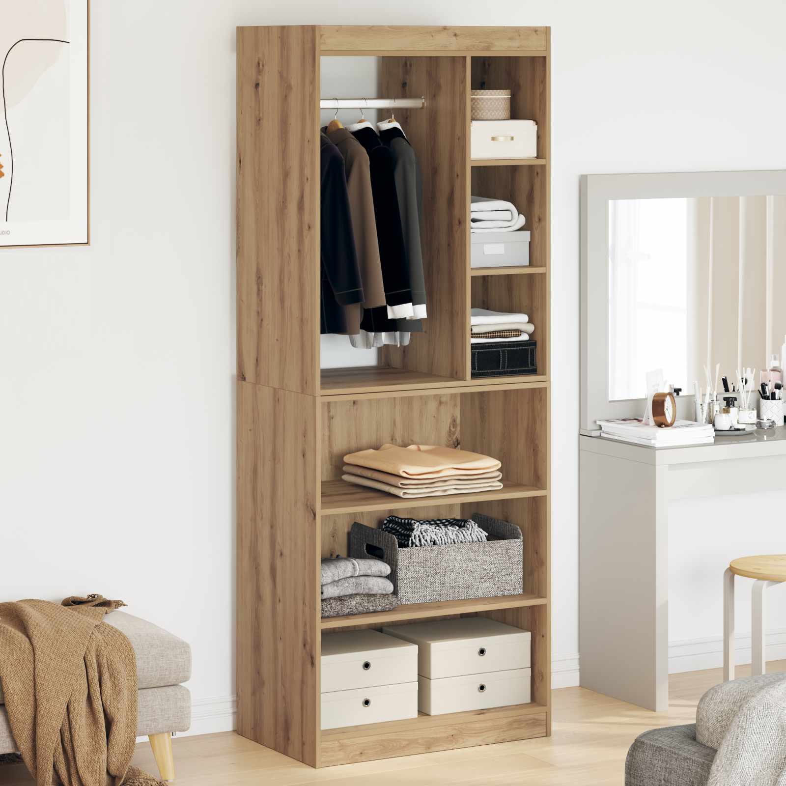 Armoire avec étagère Chêne artisanal 77 x 48 x 102 cm