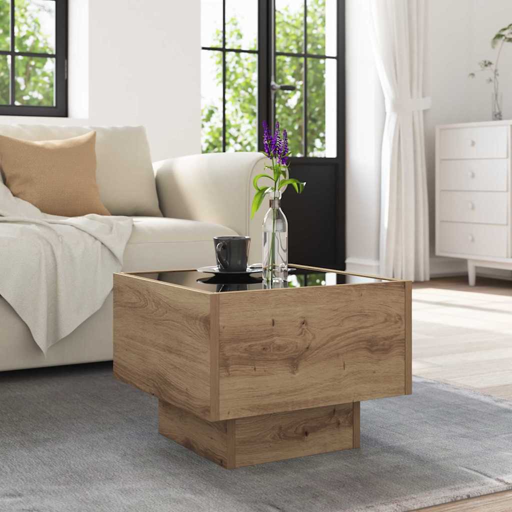 Table basse chêne artisanal 40 x 40 x 30 cm Bois d'ingénierie - XIOS