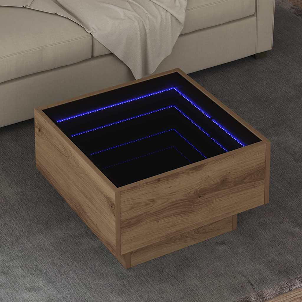 Table basse chêne artisanal 50 x 50 x 30 cm Bois d'ingénierie - XIOS