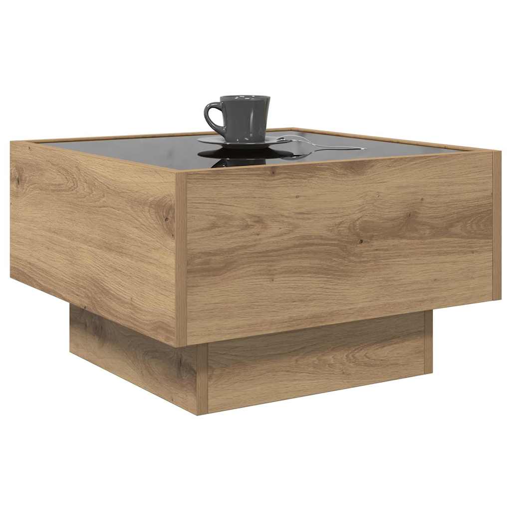 Table basse chêne artisanal 50 x 50 x 30 cm Bois d'ingénierie - XIOS