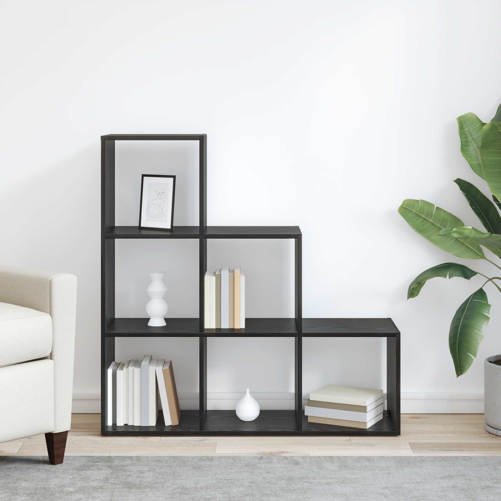 Cloison Bibliothèque Chêne noir 99 x 29 x 99 cm - XIOS