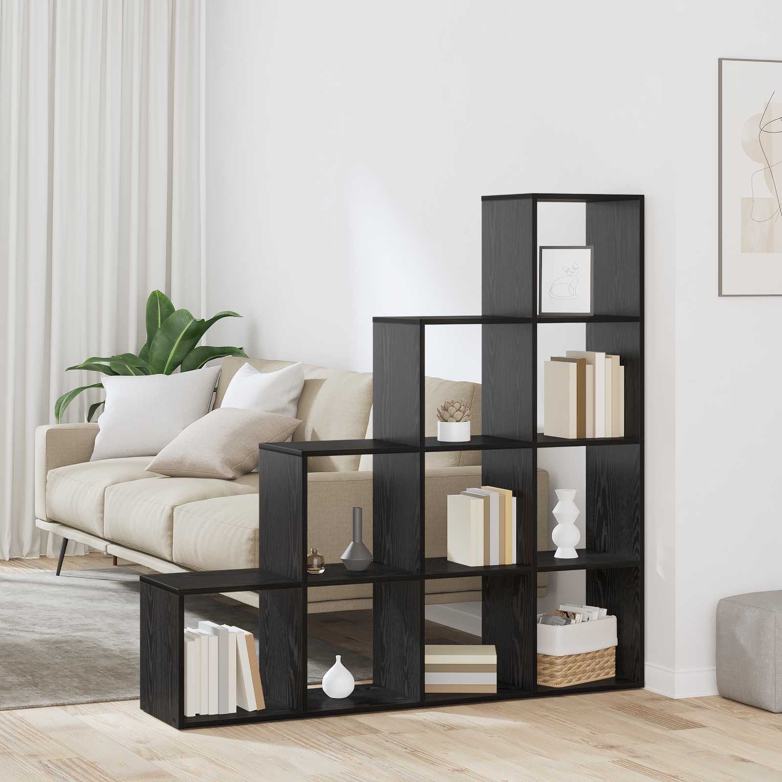 Cloison Bibliothèque Chêne noir 131,5 x 29 x 131,5 cm - XIOS