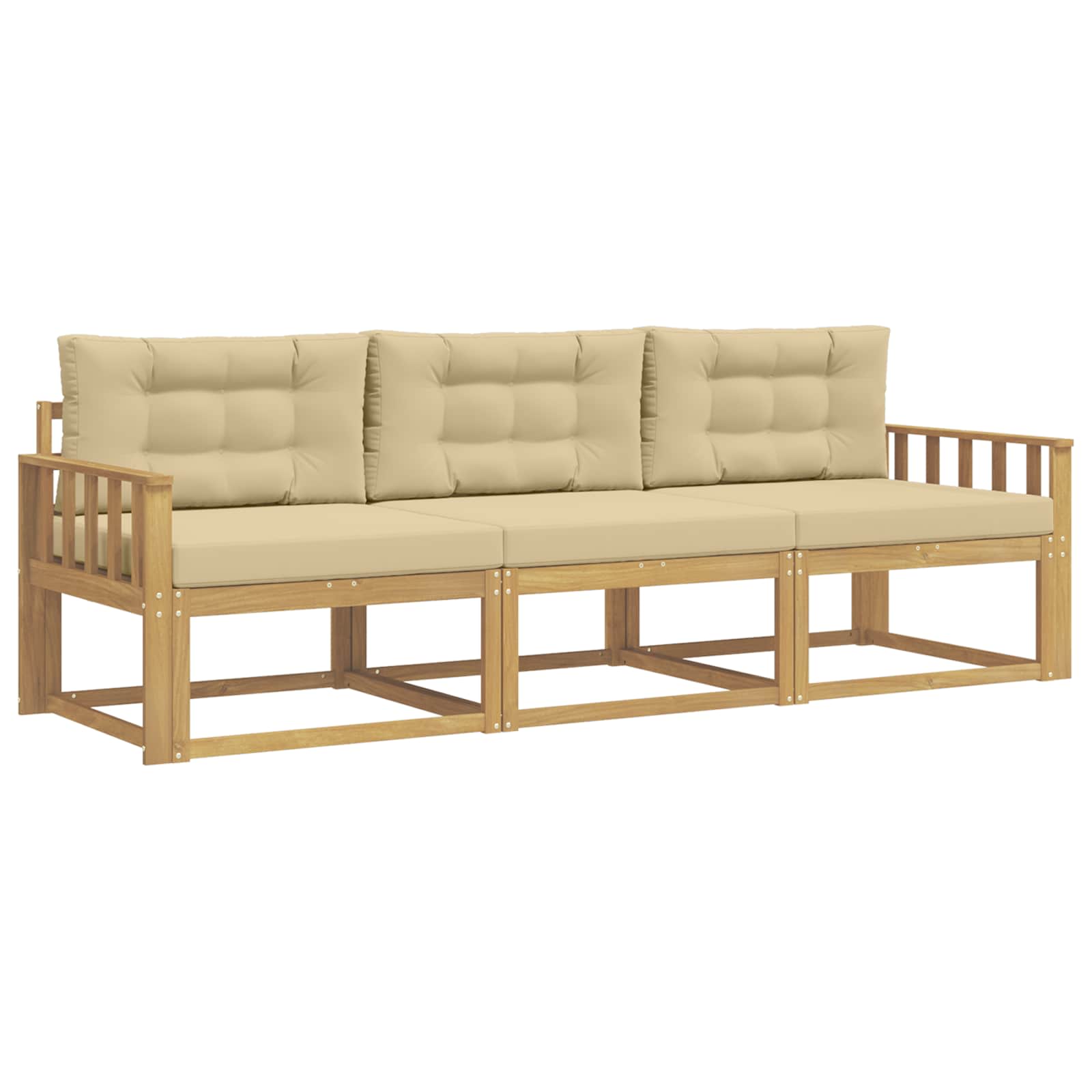 Ensemble de canapés d'extérieur 3 pc Blanc et Beige Polyester