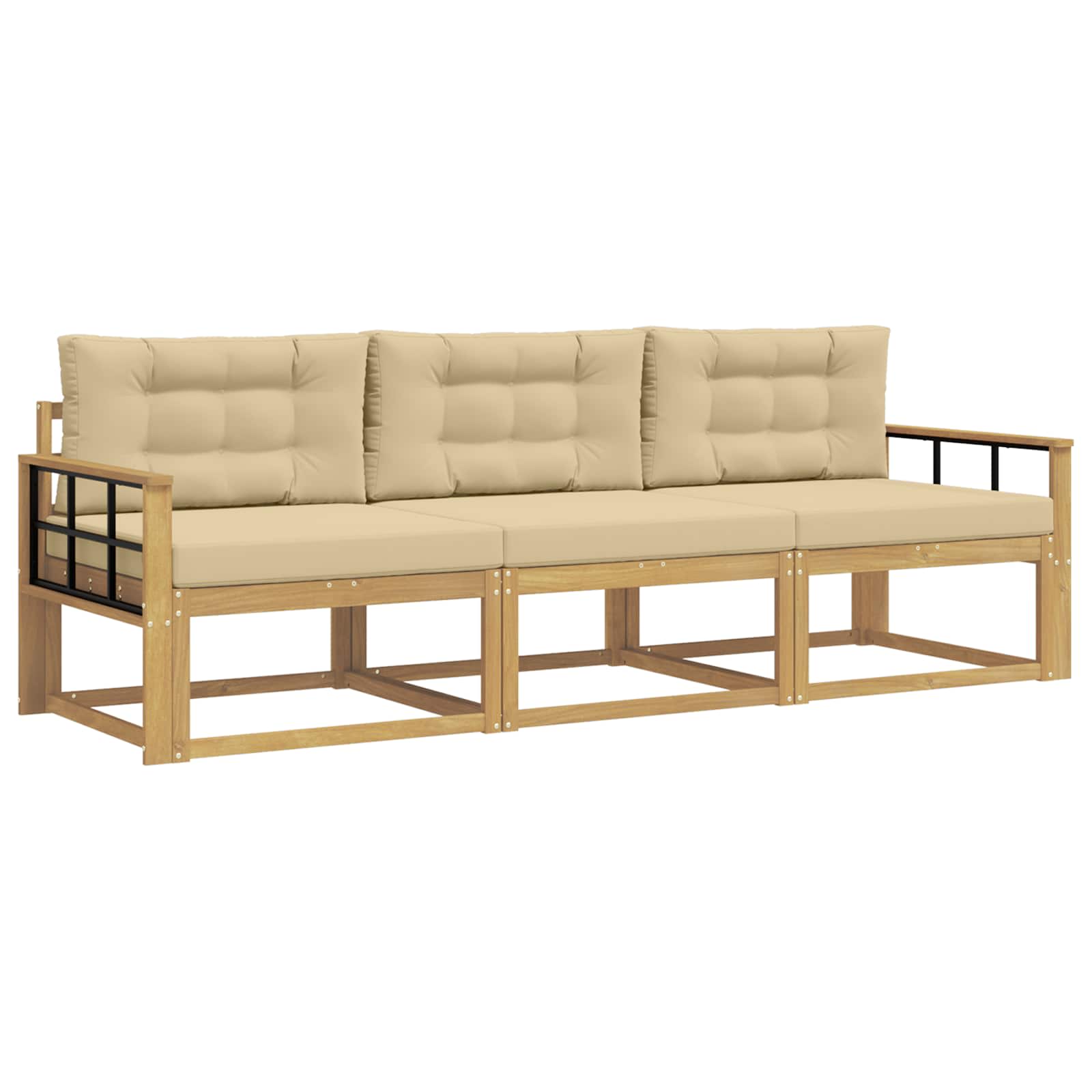 Ensemble de canapés d'extérieur 3 pcs Blanc et Beige Polyester - XIOS