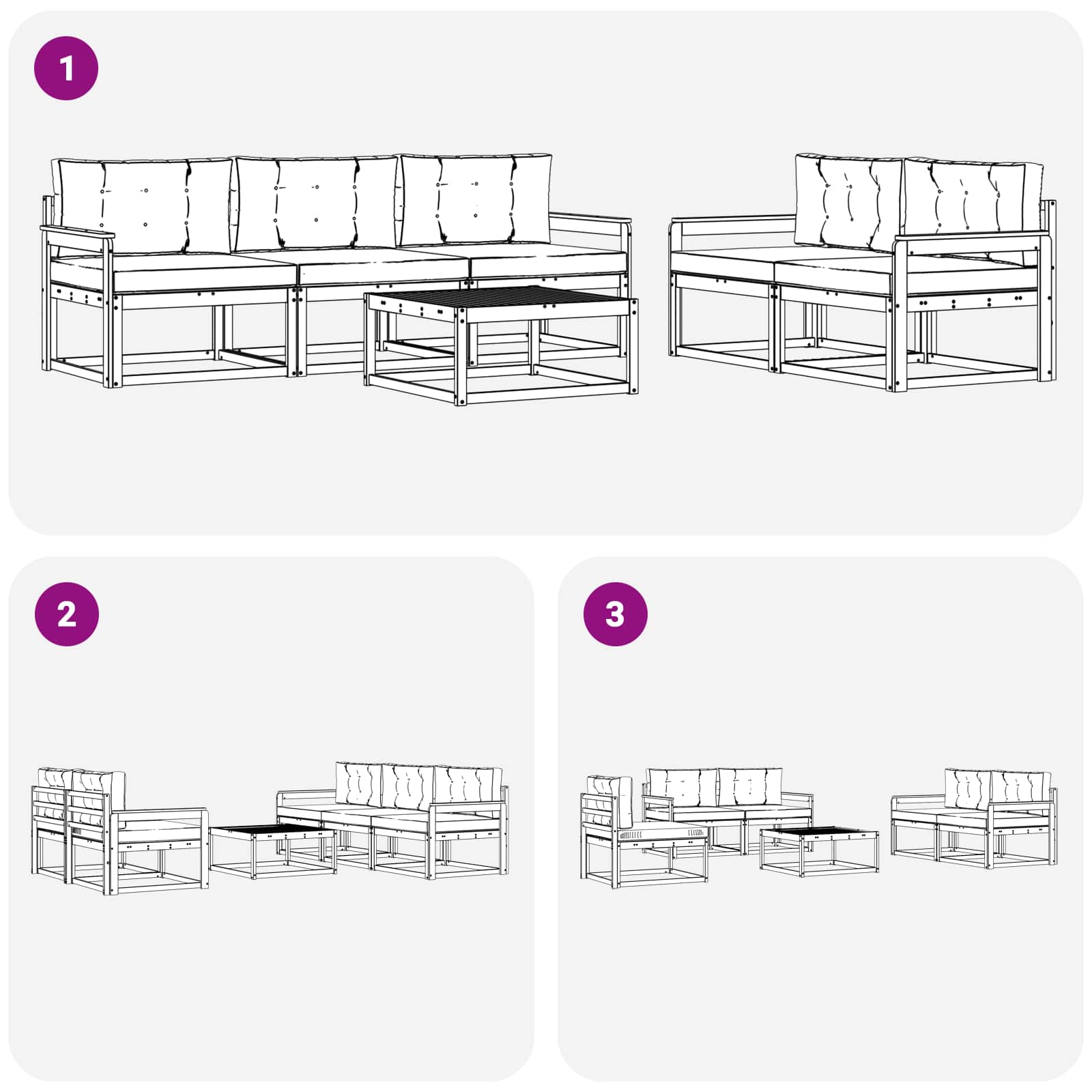 Ensemble de canapés d'extérieur 6 pcs Blanc et anthracite - XIOS
