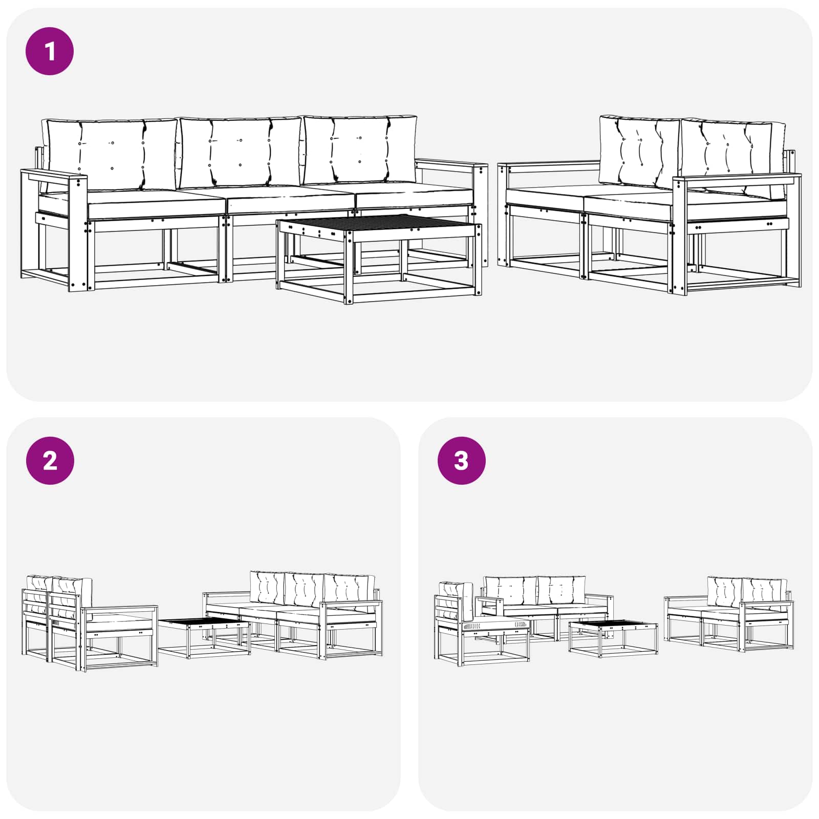 Ensemble de canapés d'extérieur 6 pcs Blanc et anthracite - XIOS
