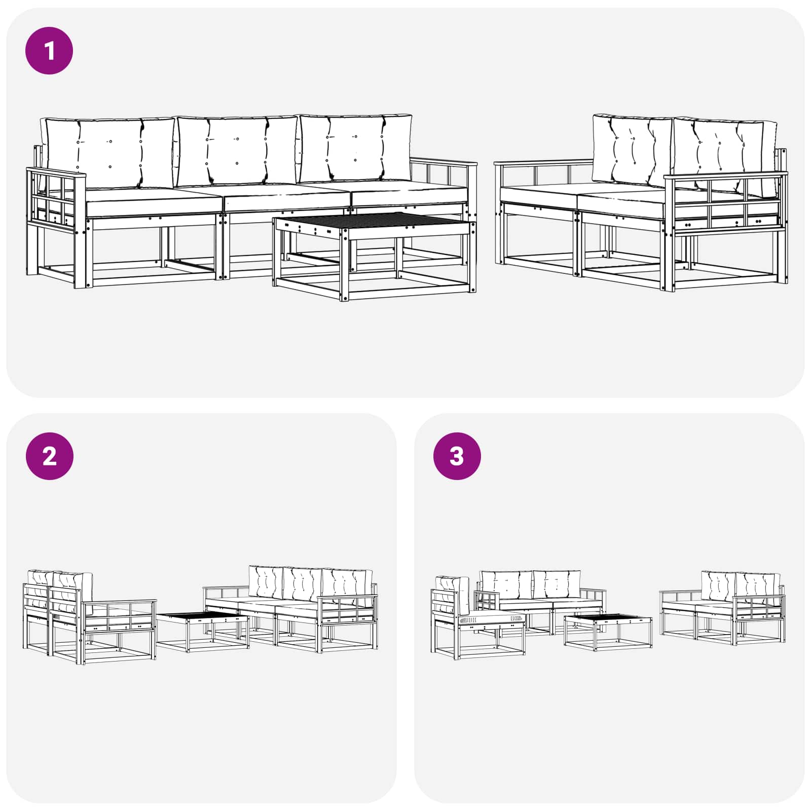 Ensemble de canapés d'extérieur 6 pcs Blanc et anthracite - XIOS