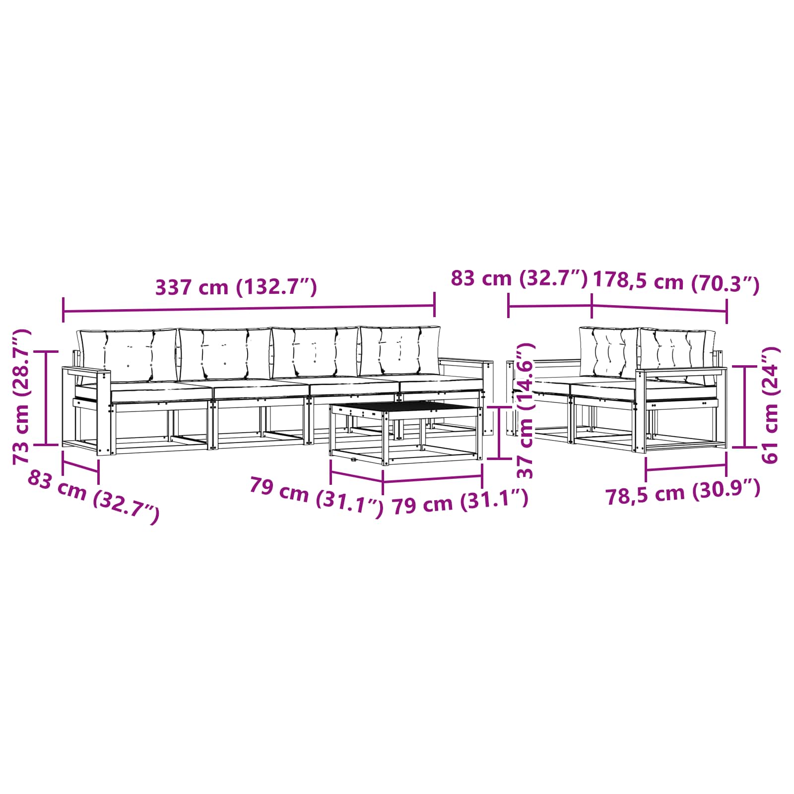 Ensemble de canapés d'extérieur 6 pcs Blanc et crème - XIOS