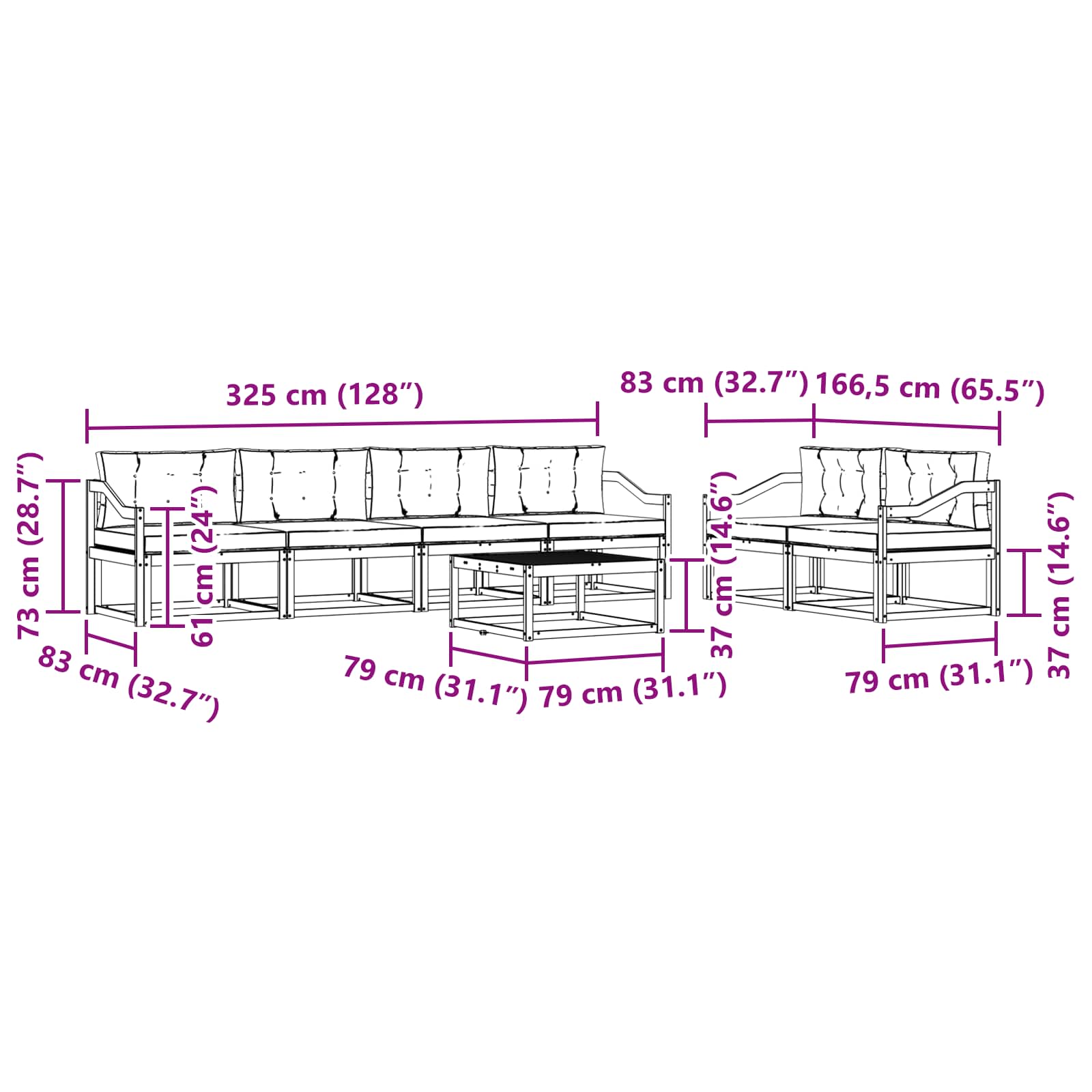 Ensemble de canapés d'extérieur 6 pcs Blanc et crème - XIOS