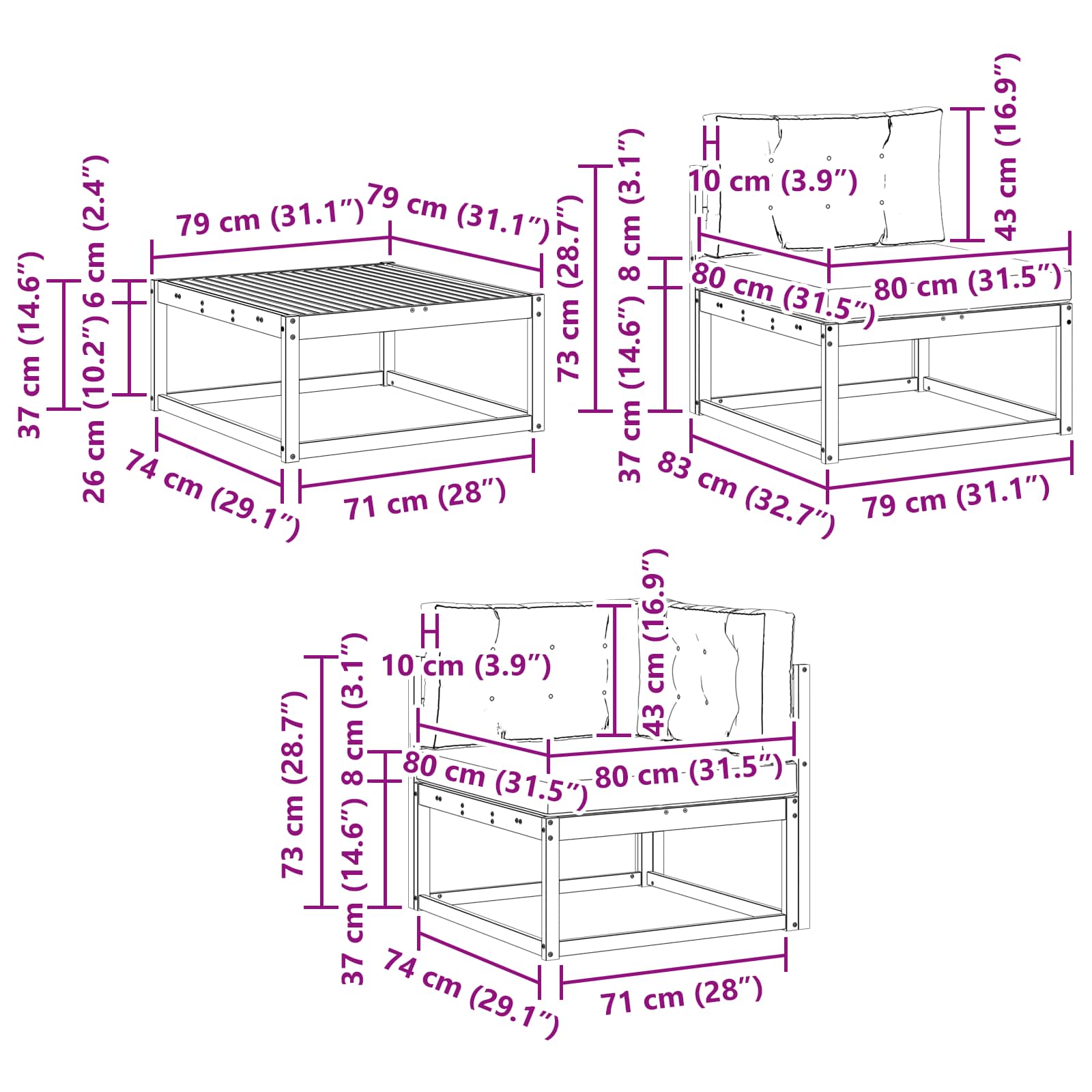 Ensemble de canapés d'extérieur 5 pcs Blanc et gris clair - XIOS
