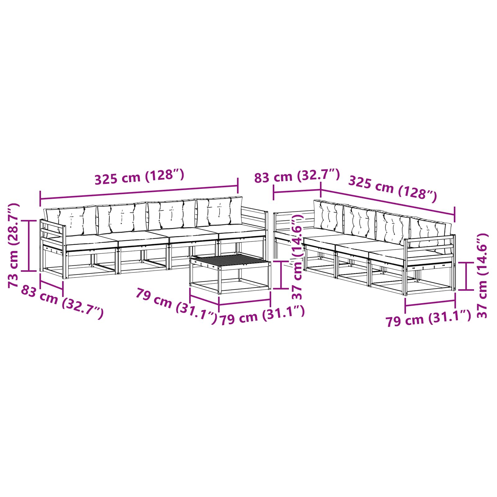 Ensemble de canapés d'extérieur 9 pcs Blanc et gris clair - XIOS