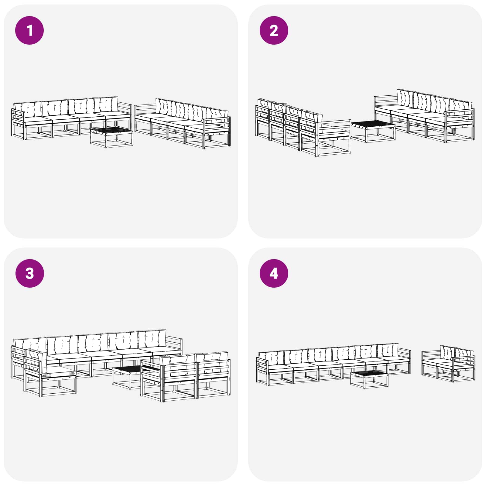 Ensemble de canapés d'extérieur 9 pcs Blanc et gris clair - XIOS