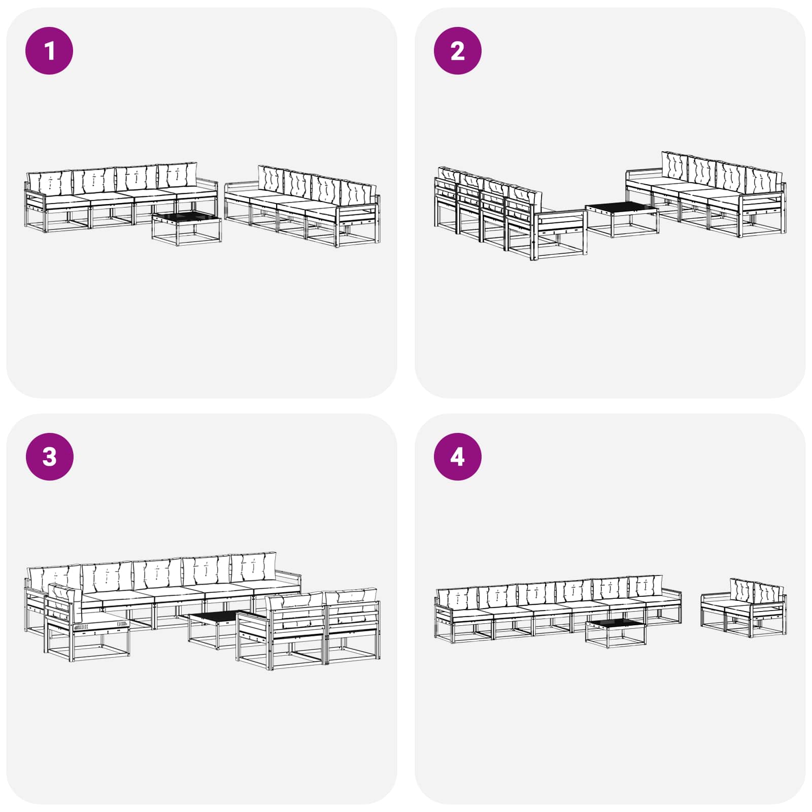 Ensemble de canapés d'extérieur 9 pcs Blanc et gris clair - XIOS