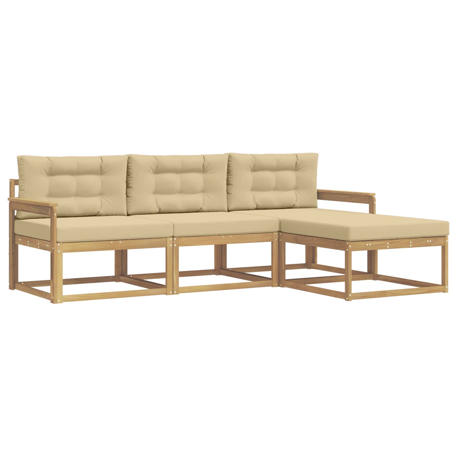 Ensemble de canapés d'extérieur 4 pcs Blanc et Beige Polyester - XIOS
