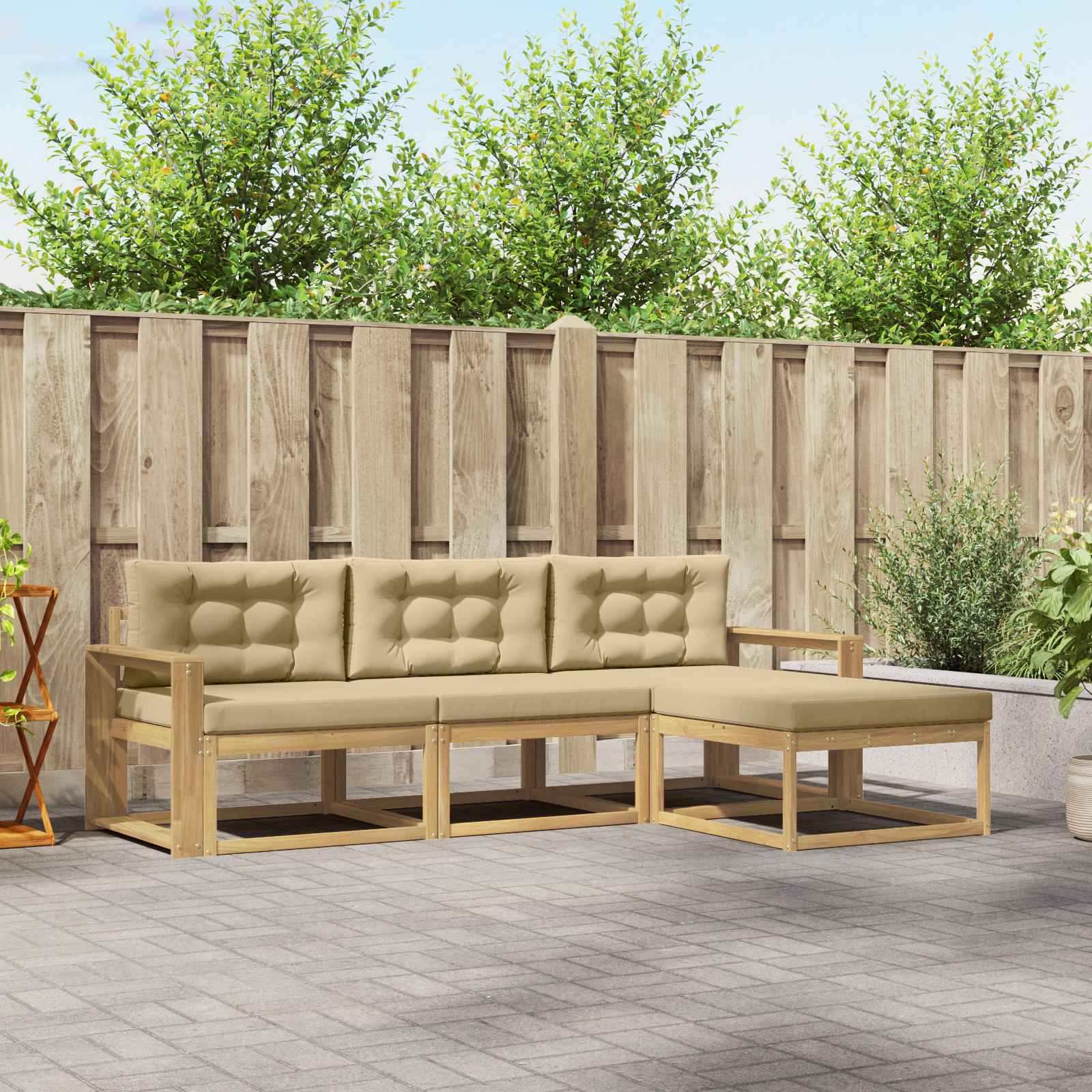 Ensemble de canapés d'extérieur 4 pcs Blanc et Beige Polyester - XIOS