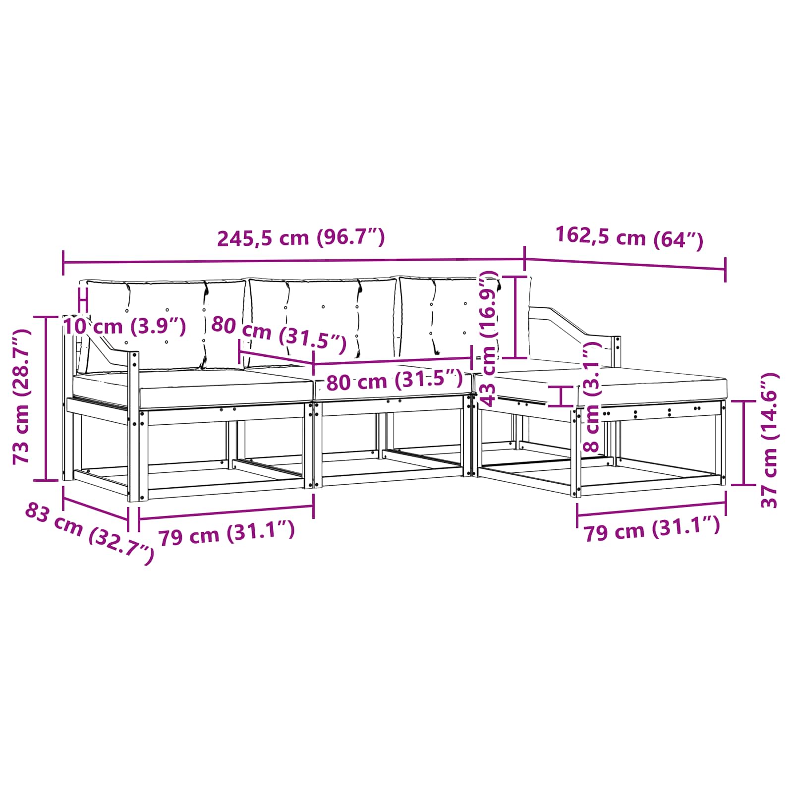 Ensemble de canapés d'extérieur 4 pcs Blanc et Beige Polyester - XIOS