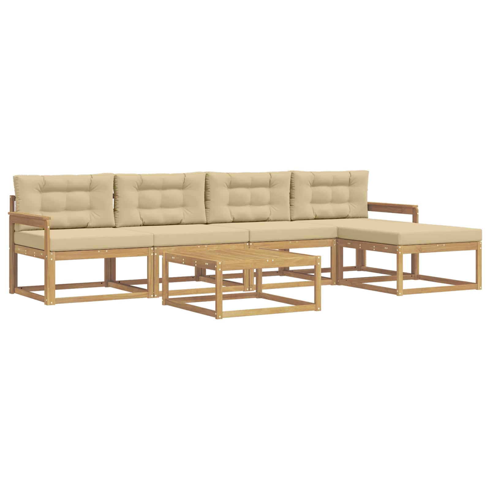 Ensemble de canapés d'extérieur 6 pc Blanc et Beige Polyester