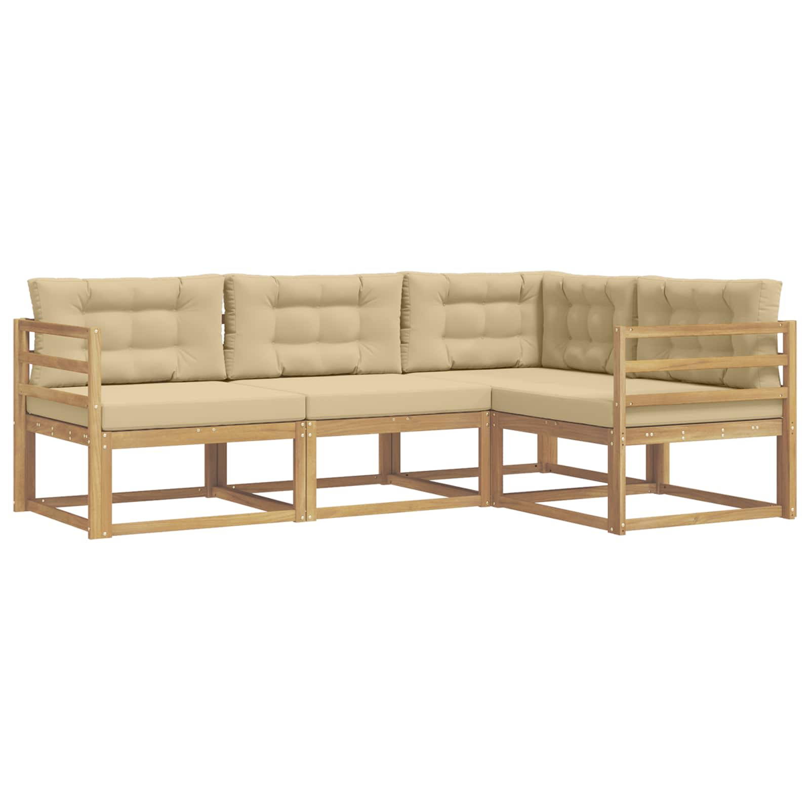 Ensemble de canapés d'extérieur 3 pc Blanc et Beige Polyester