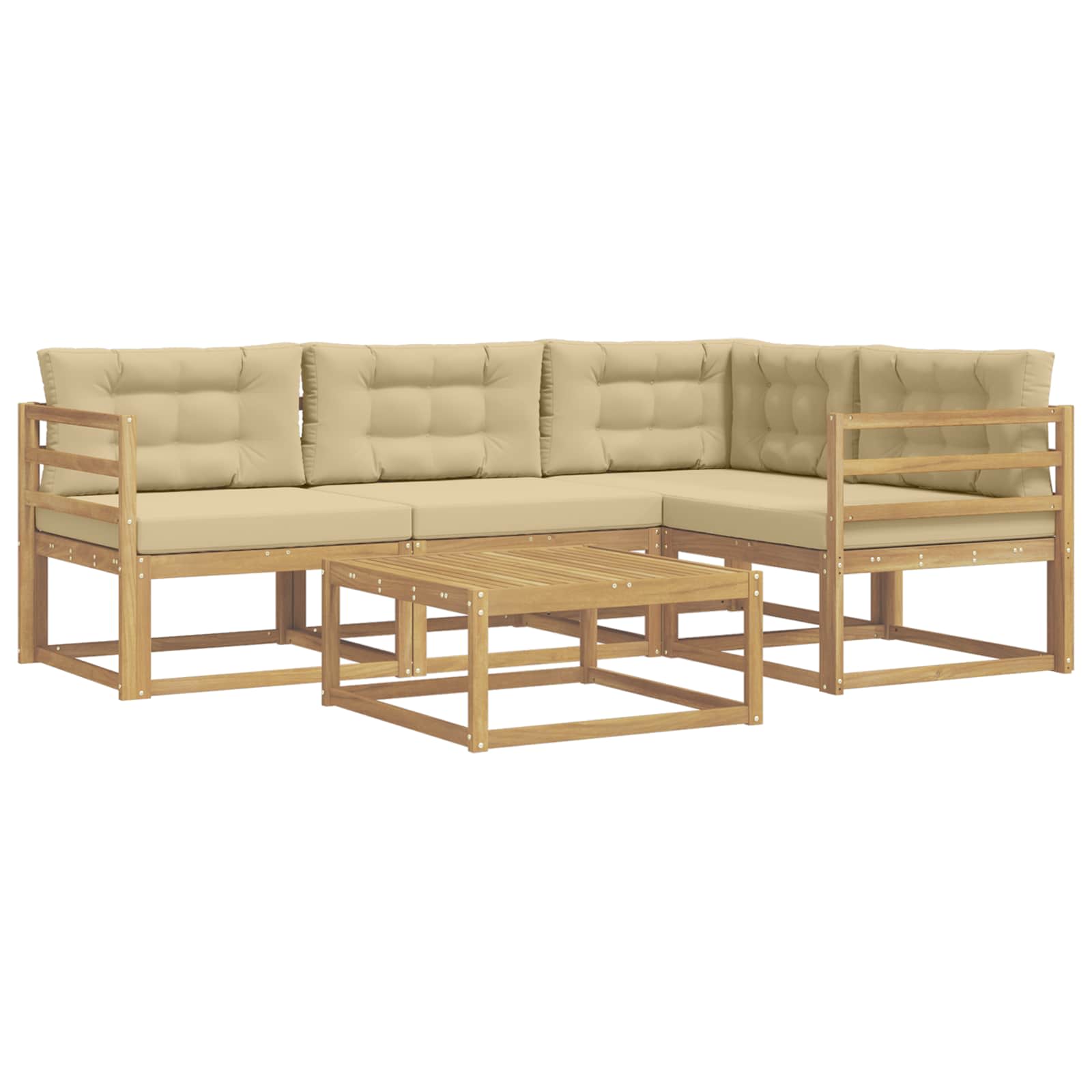 Ensemble de canapés d'extérieur 5 pc Blanc et Beige Polyester