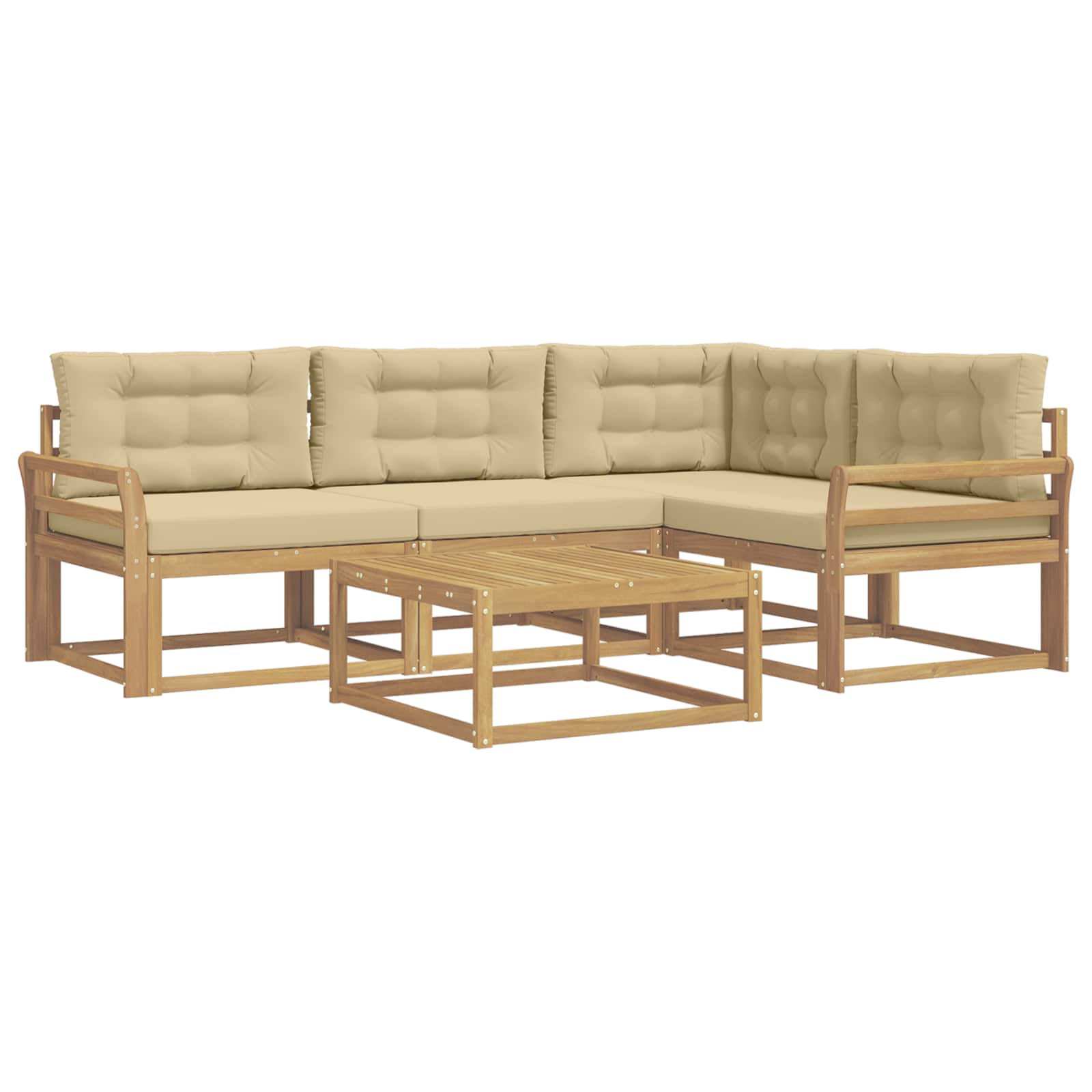 Ensemble de canapés d'extérieur 5 pc Blanc et Beige Polyester