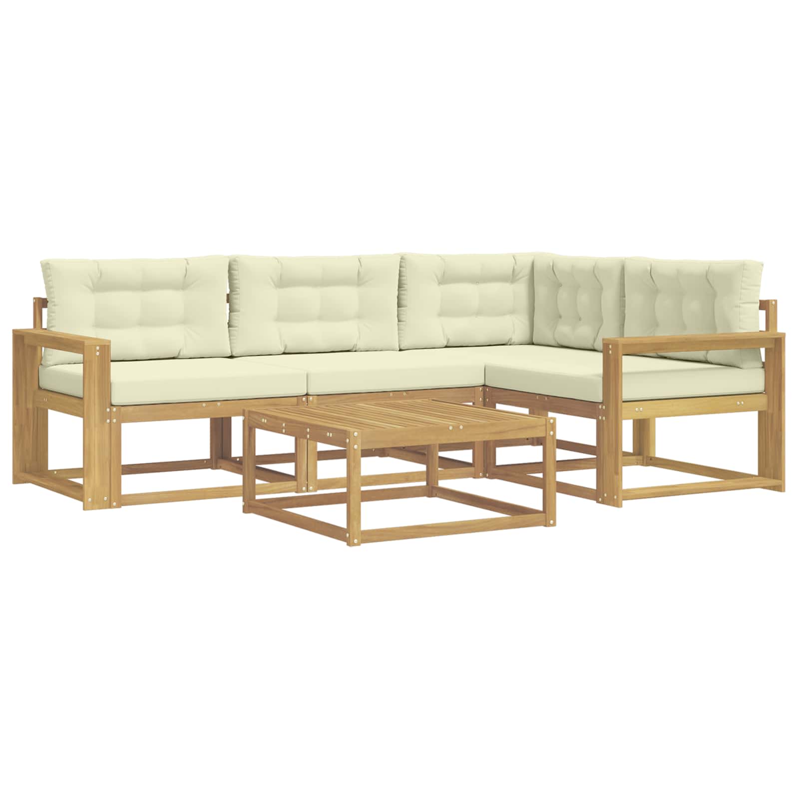 Ensemble de canapés d'extérieur 5 pc Blanc et crème Polyester