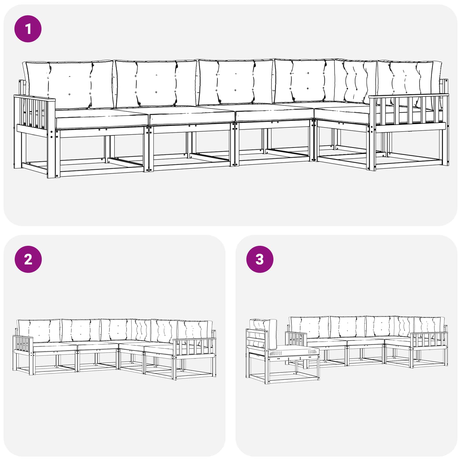 Ensemble de canapés d'extérieur 4 pcs Blanc et crème Polyester - XIOS