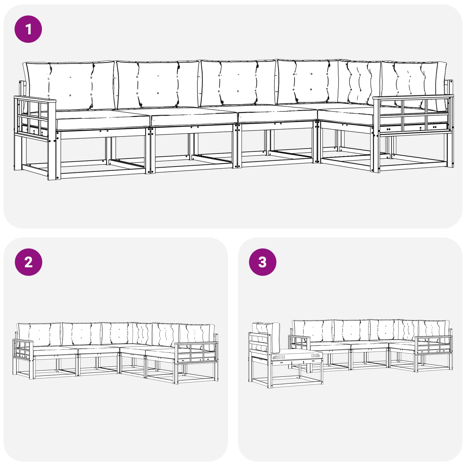 Ensemble de canapés d'extérieur 4 pcs Blanc et anthracite - XIOS
