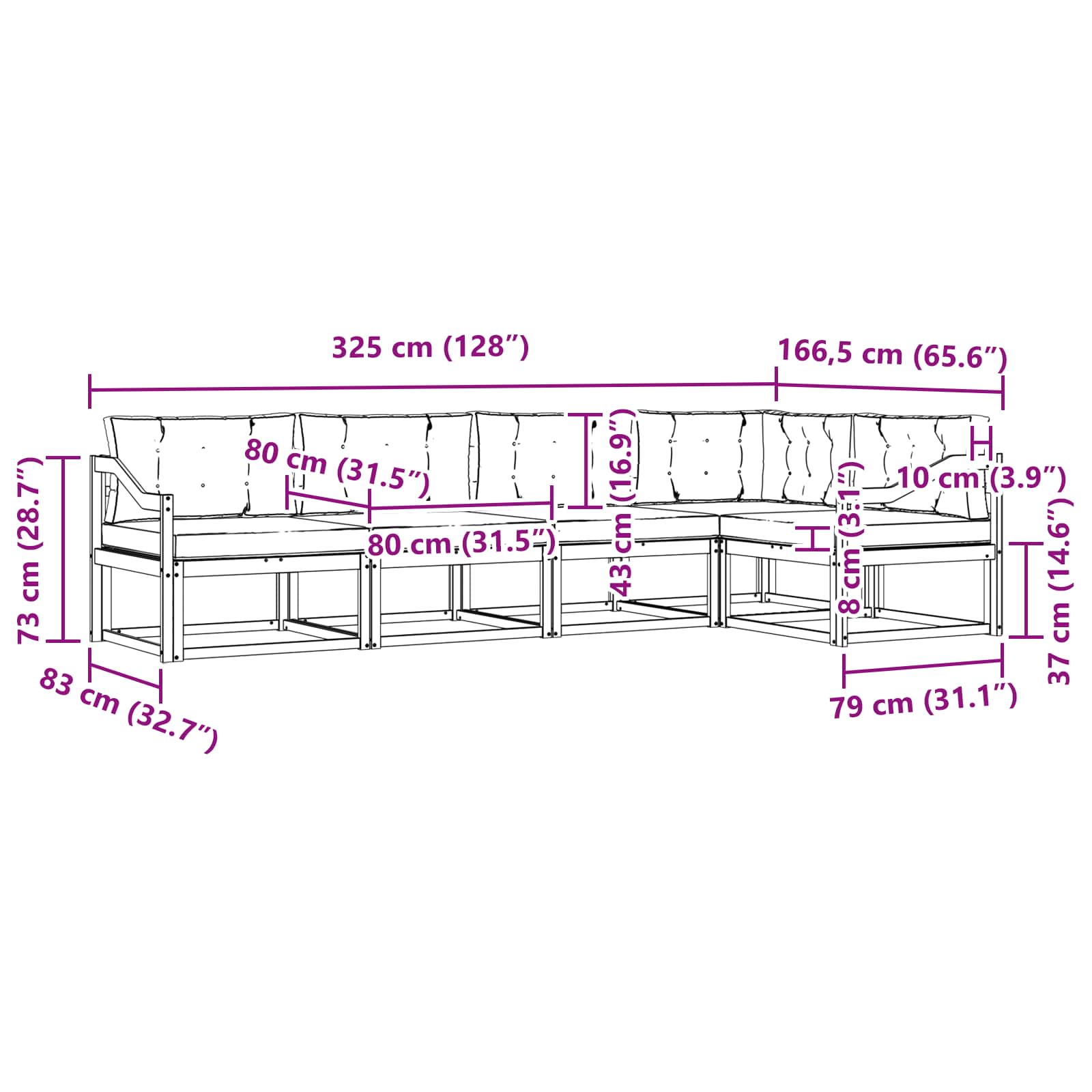 Ensemble de canapés d'extérieur 4 pcs Blanc et crème Polyester - XIOS