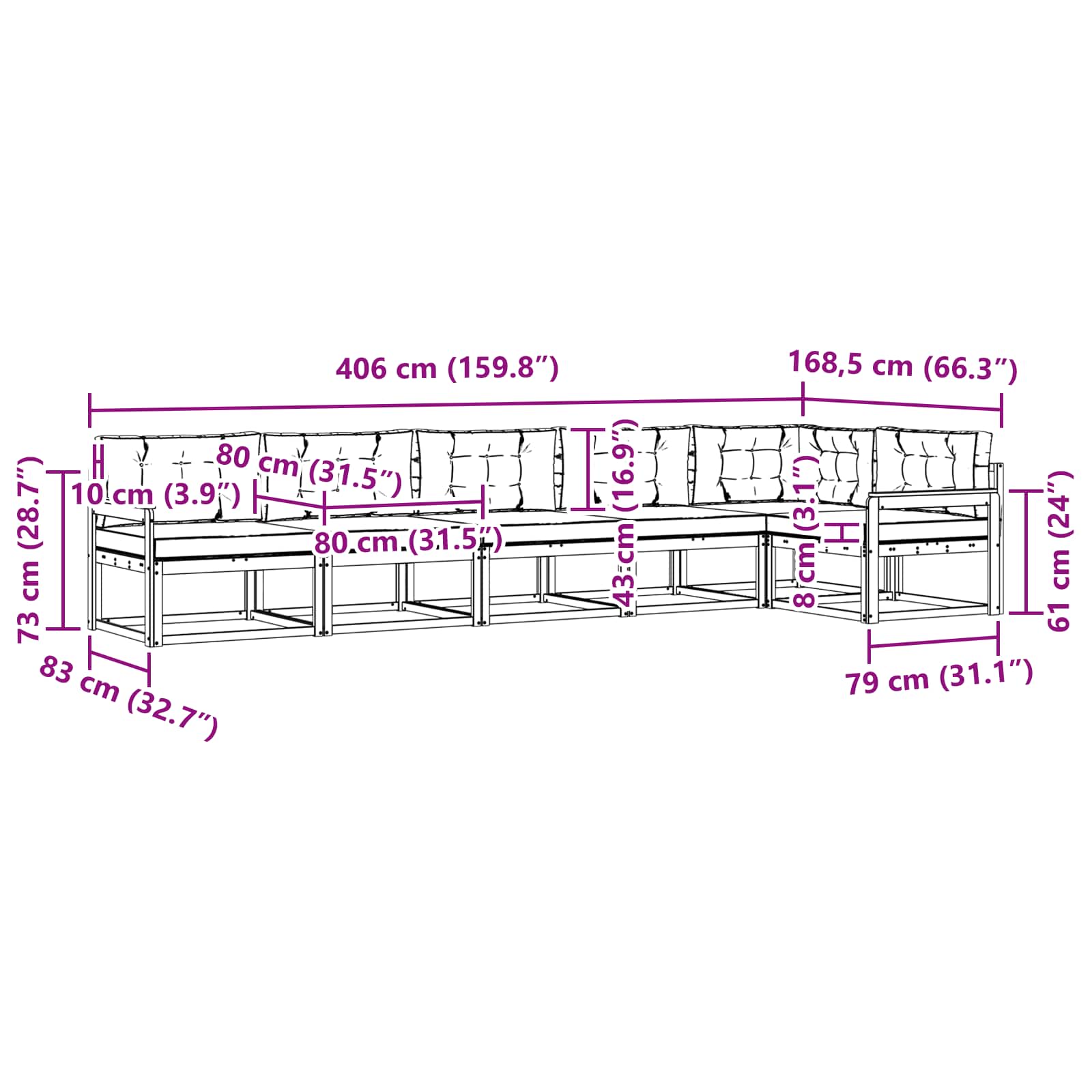 Ensemble de canapés d'extérieur 4 pcs Blanc et crème Polyester - XIOS