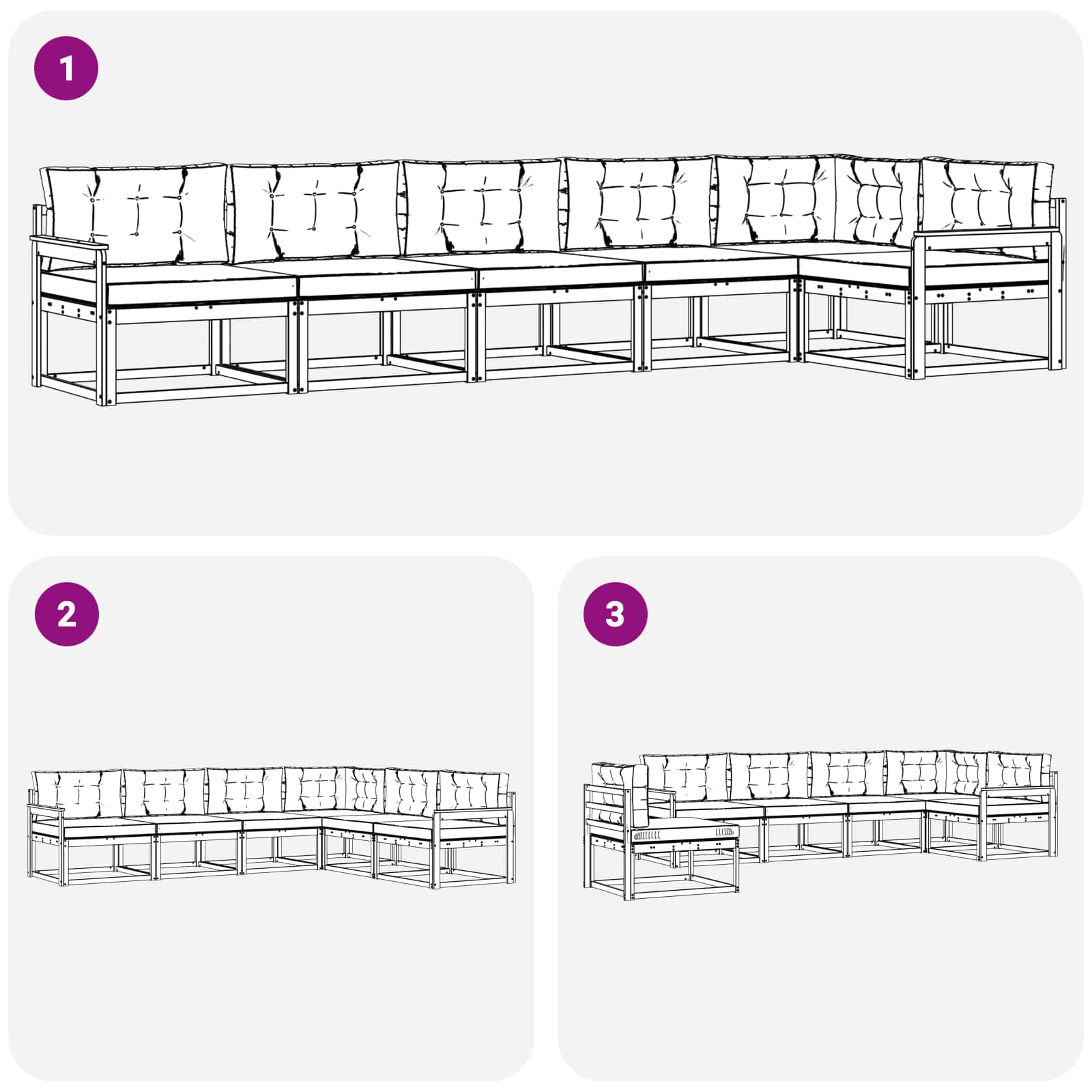 Ensemble de canapés d'extérieur 4 pcs Blanc et crème Polyester - XIOS