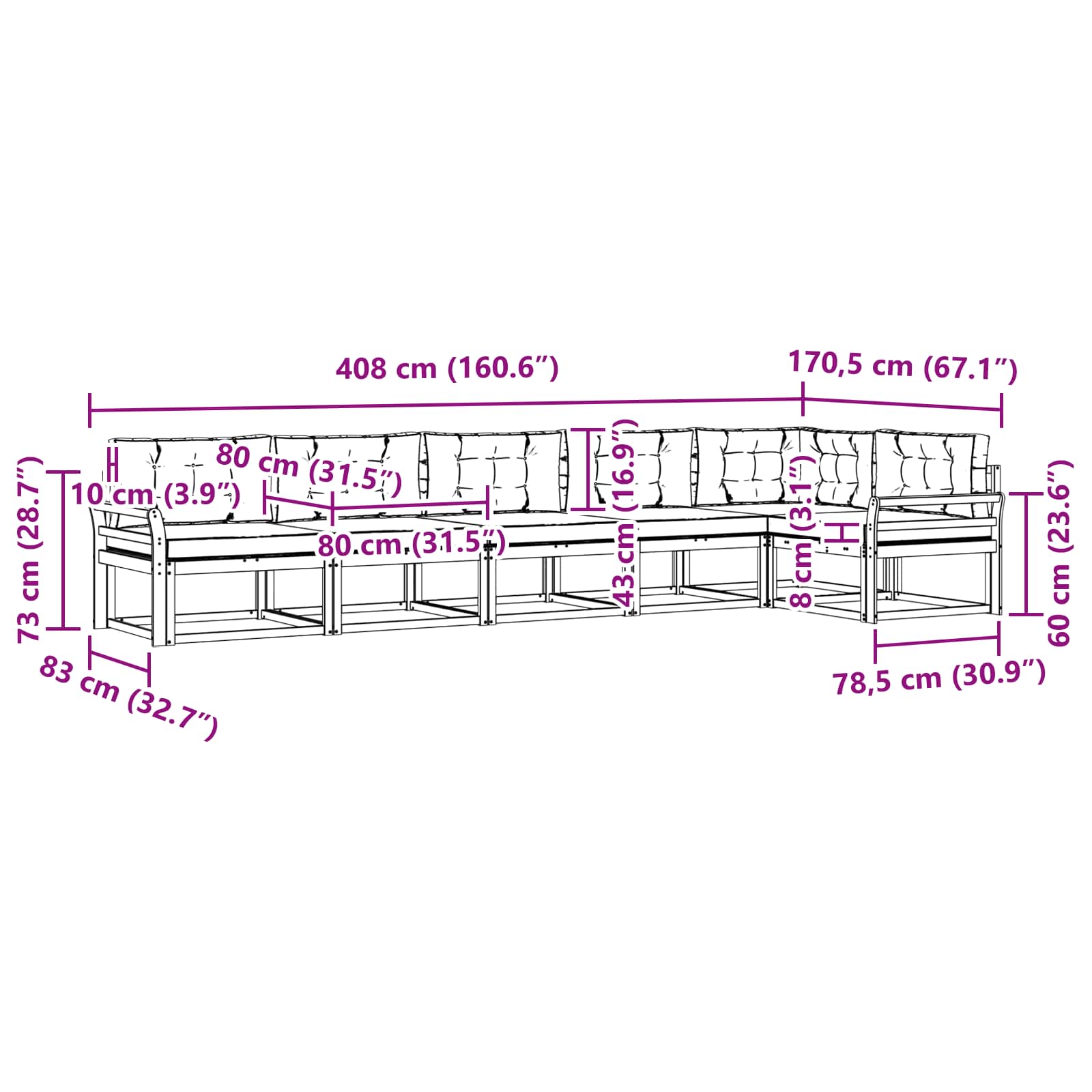 Ensemble de canapés d'extérieur 4 pcs Blanc et crème Polyester - XIOS