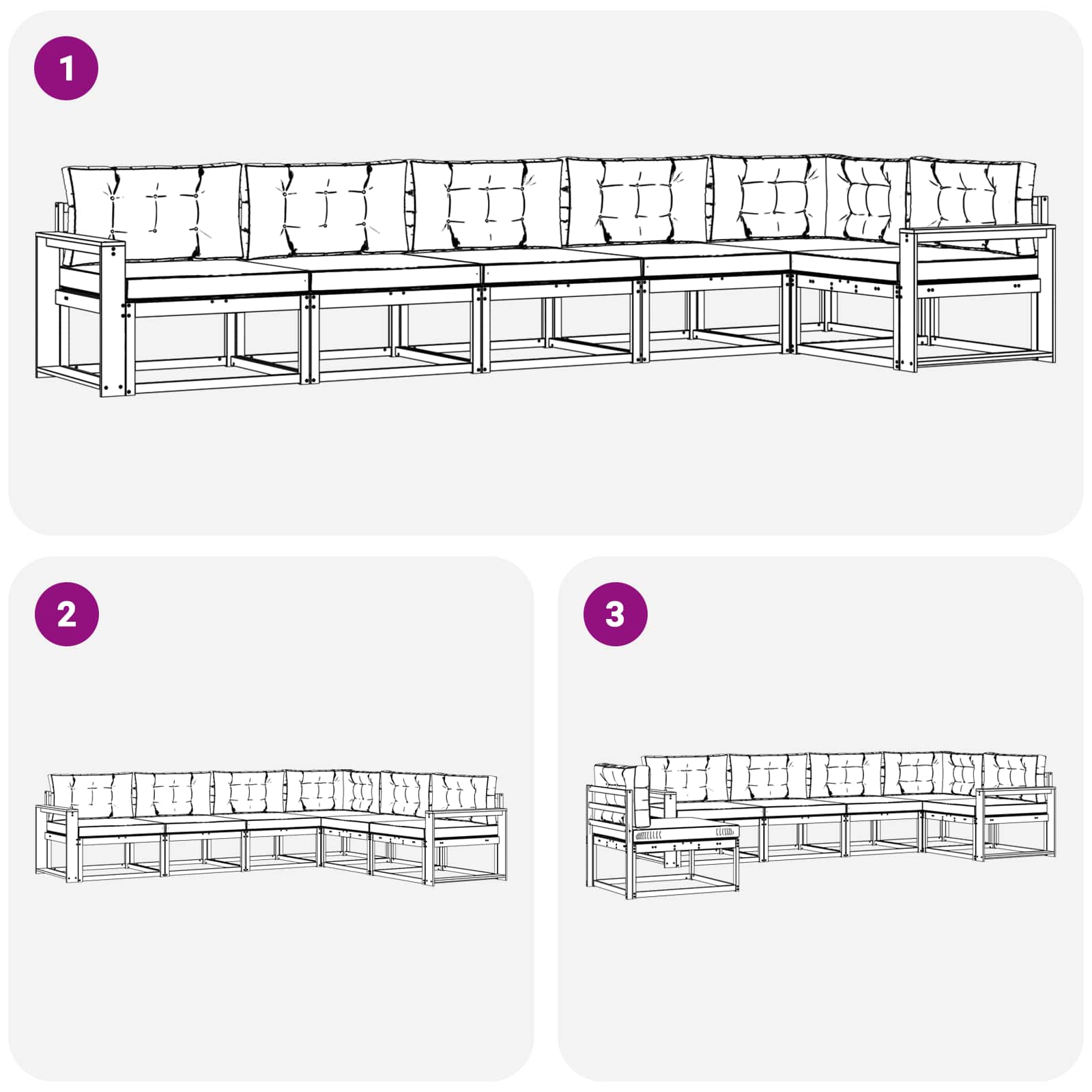 Ensemble de canapés d'extérieur 4 pcs Blanc et crème Polyester - XIOS