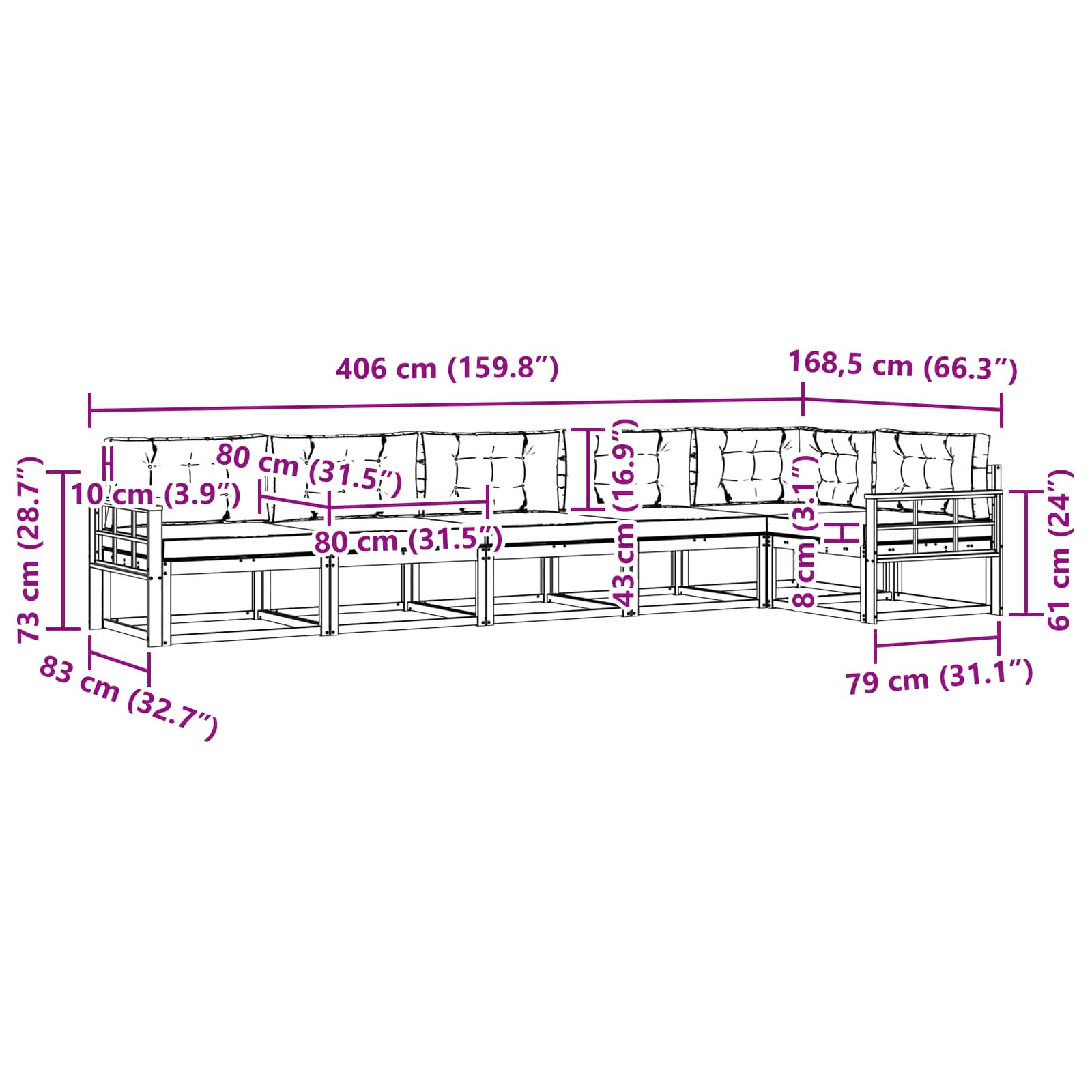 Ensemble de canapés d'extérieur 4 pcs Blanc et crème Polyester - XIOS