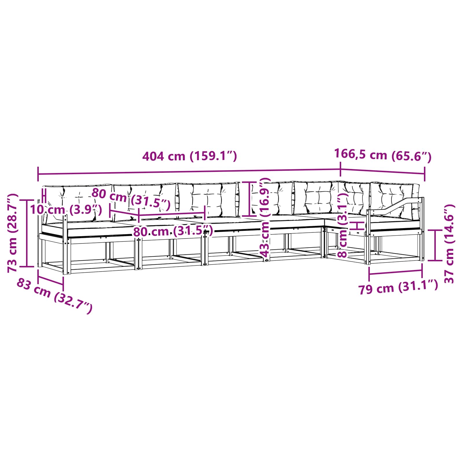 Ensemble de canapés d'extérieur 4 pcs Blanc et gris clair - XIOS