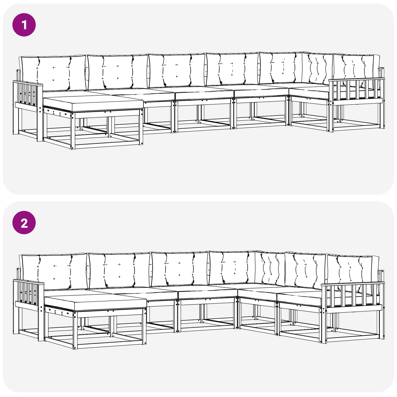 Ensemble de canapés d'extérieur 7 pcs Blanc et gris clair - XIOS
