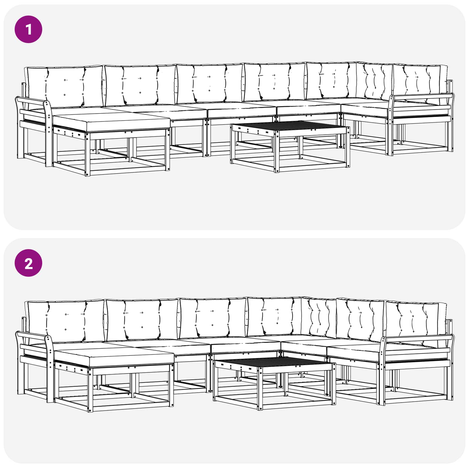 Ensemble de canapés d'extérieur 8 pcs Blanc et gris clair - XIOS