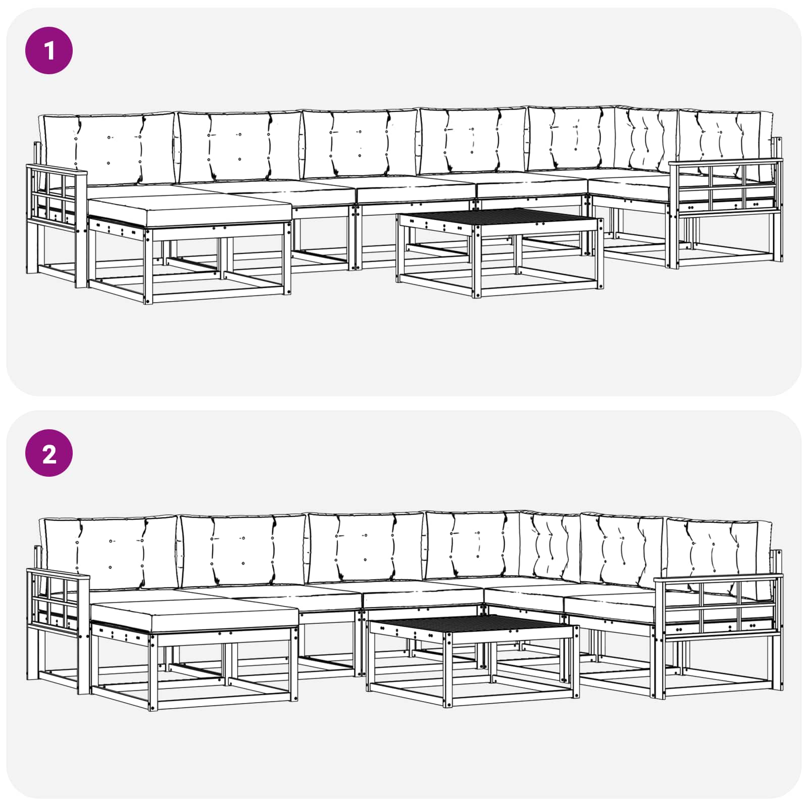 Ensemble de canapés d'extérieur 8 pcs Blanc et gris clair - XIOS