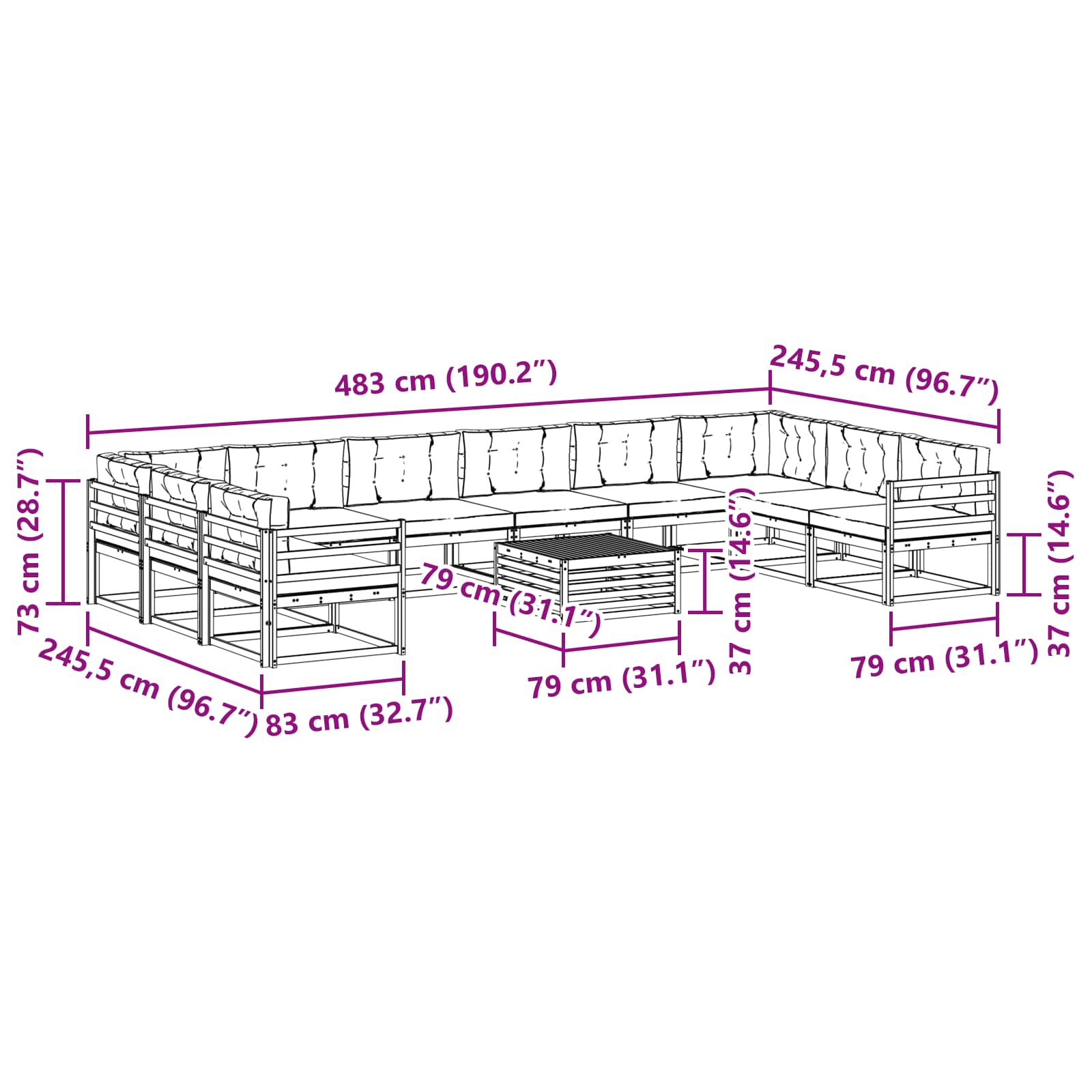 Ensemble de canapés d'extérieur 11 pcs Blanc et Beige - XIOS