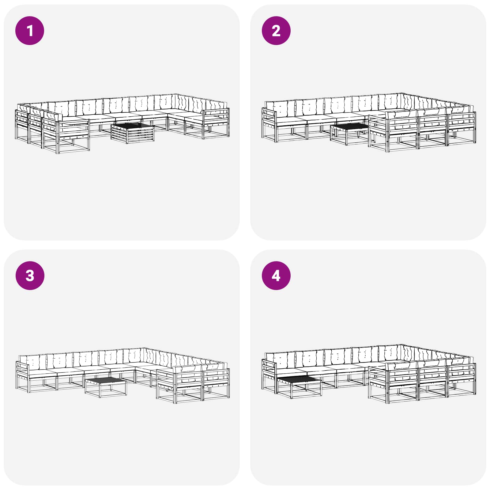Ensemble de canapés d'extérieur 11 pcs Blanc et Beige - XIOS