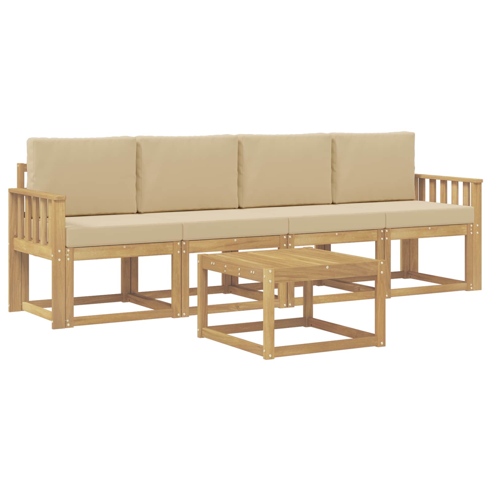 Ensemble de canapés d'extérieur 5 pc Blanc et Beige