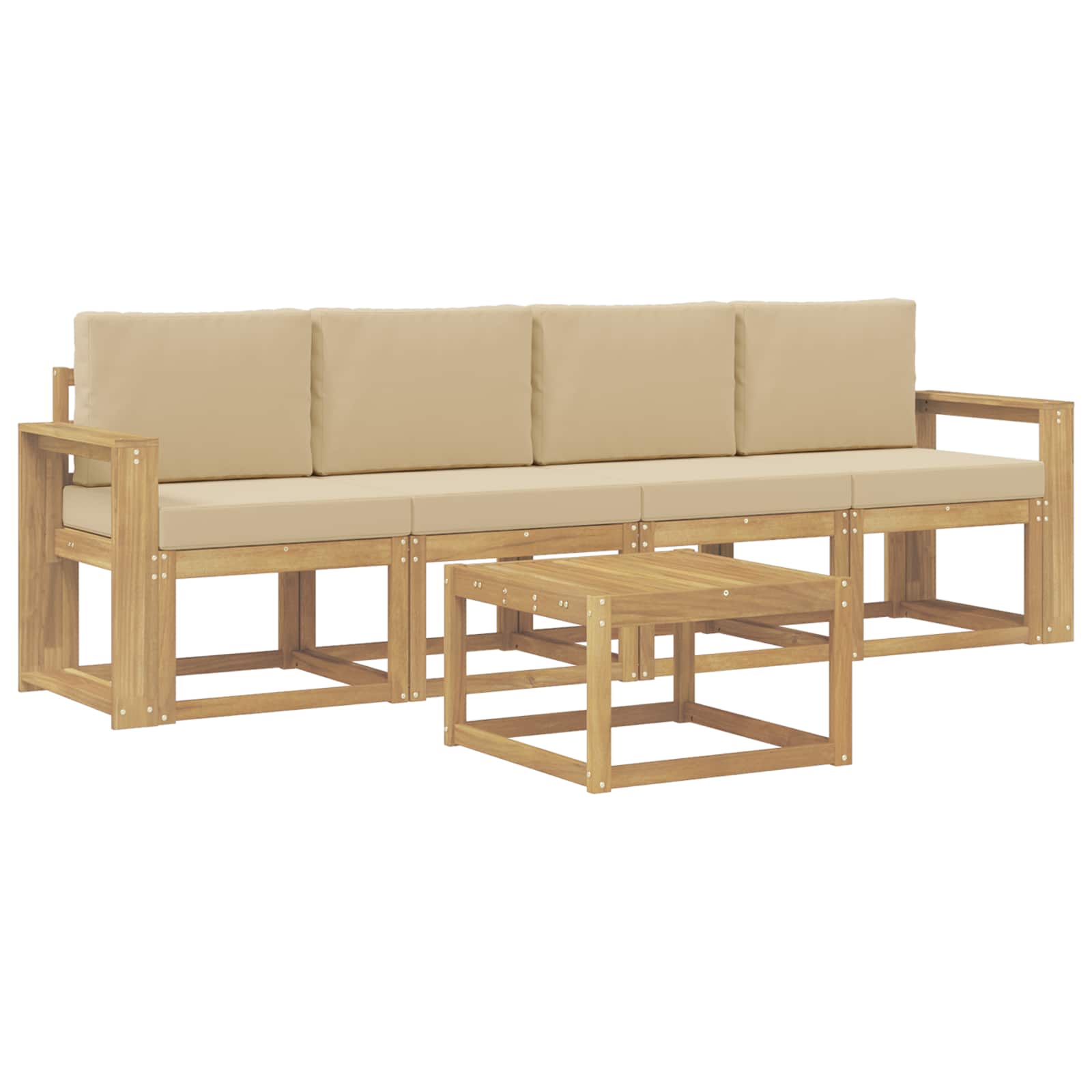 Ensemble de canapés d'extérieur 5 pc Blanc et Beige