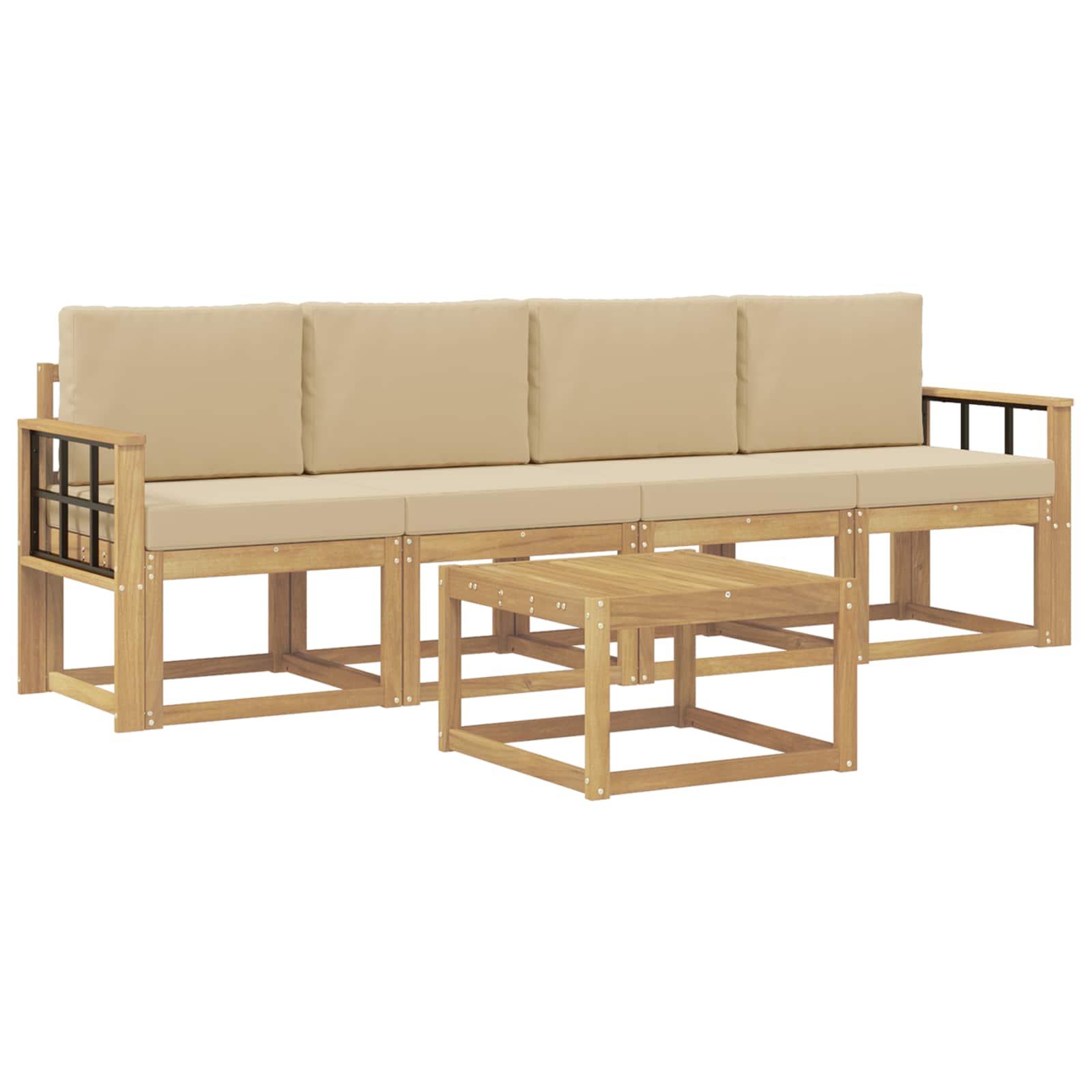 Ensemble de canapés d'extérieur 5 pc Blanc et Beige