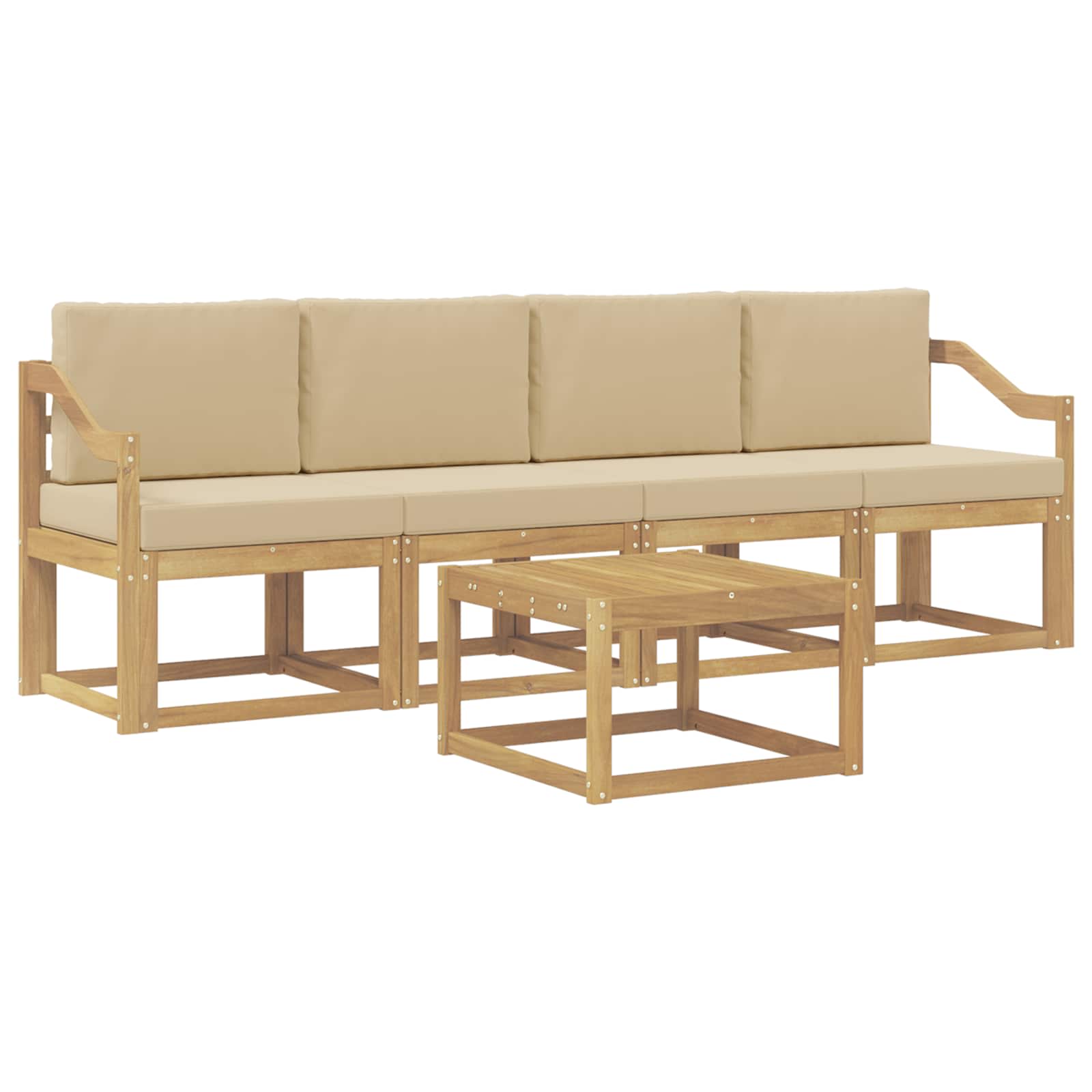 Ensemble de canapés d'extérieur 5 pc Blanc et Beige