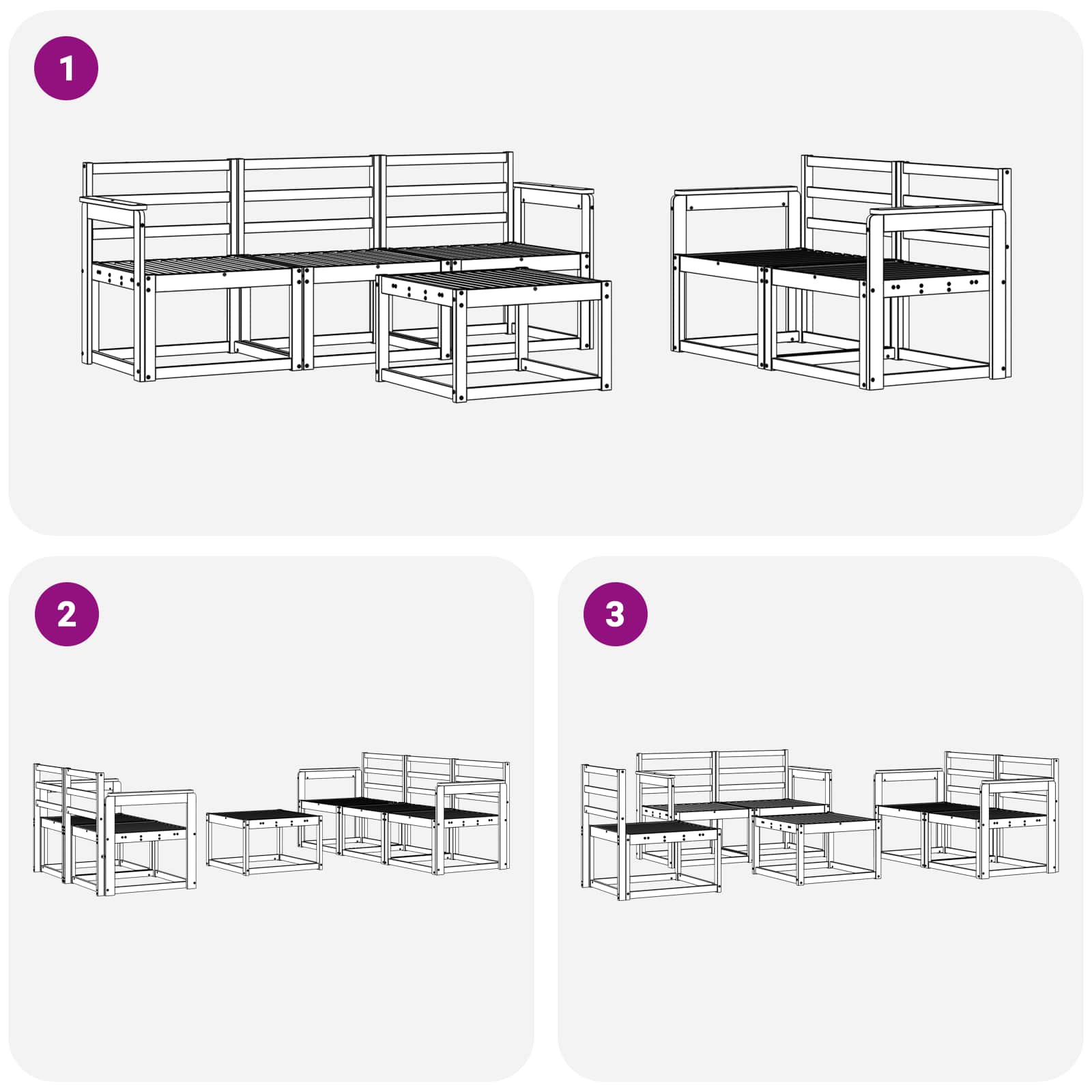 Ensemble de canapés d'extérieur 6 pcs Blanc 59 x 59 x 37 cm - XIOS