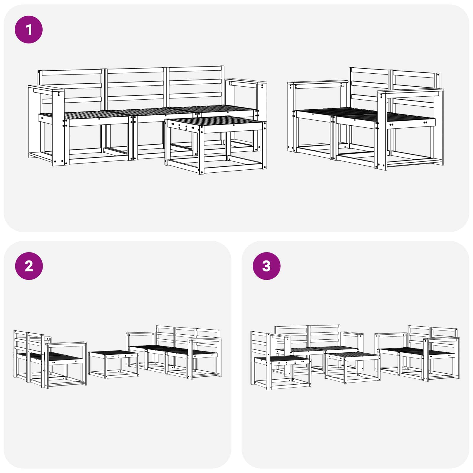 Ensemble de canapés d'extérieur 6 pcs Blanc 59 x 59 x 37 cm - XIOS