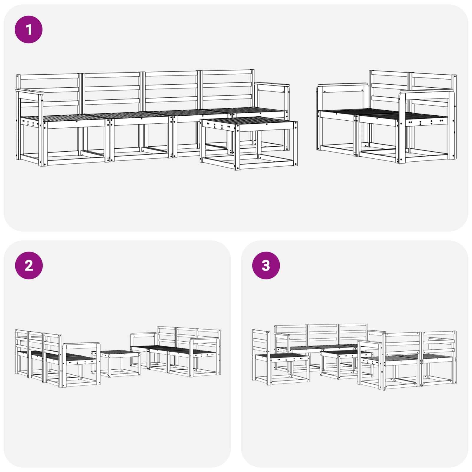 Ensemble de canapés d'extérieur 7 pcs Blanc 59 x 59 x 37 cm - XIOS